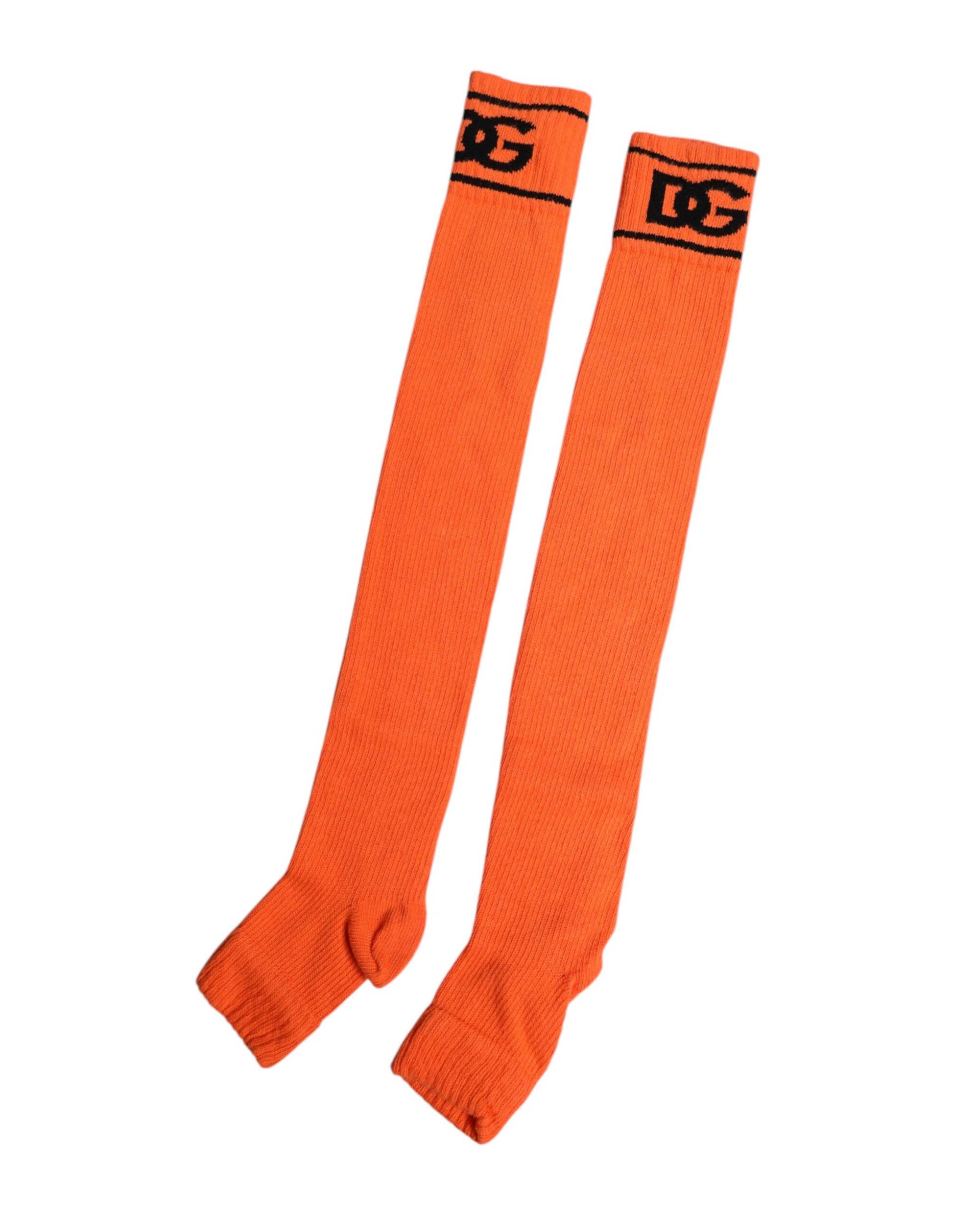 Orangefarbene Socken aus Baumwolle mit offenem Zehenbereich und DG-Logo-Print