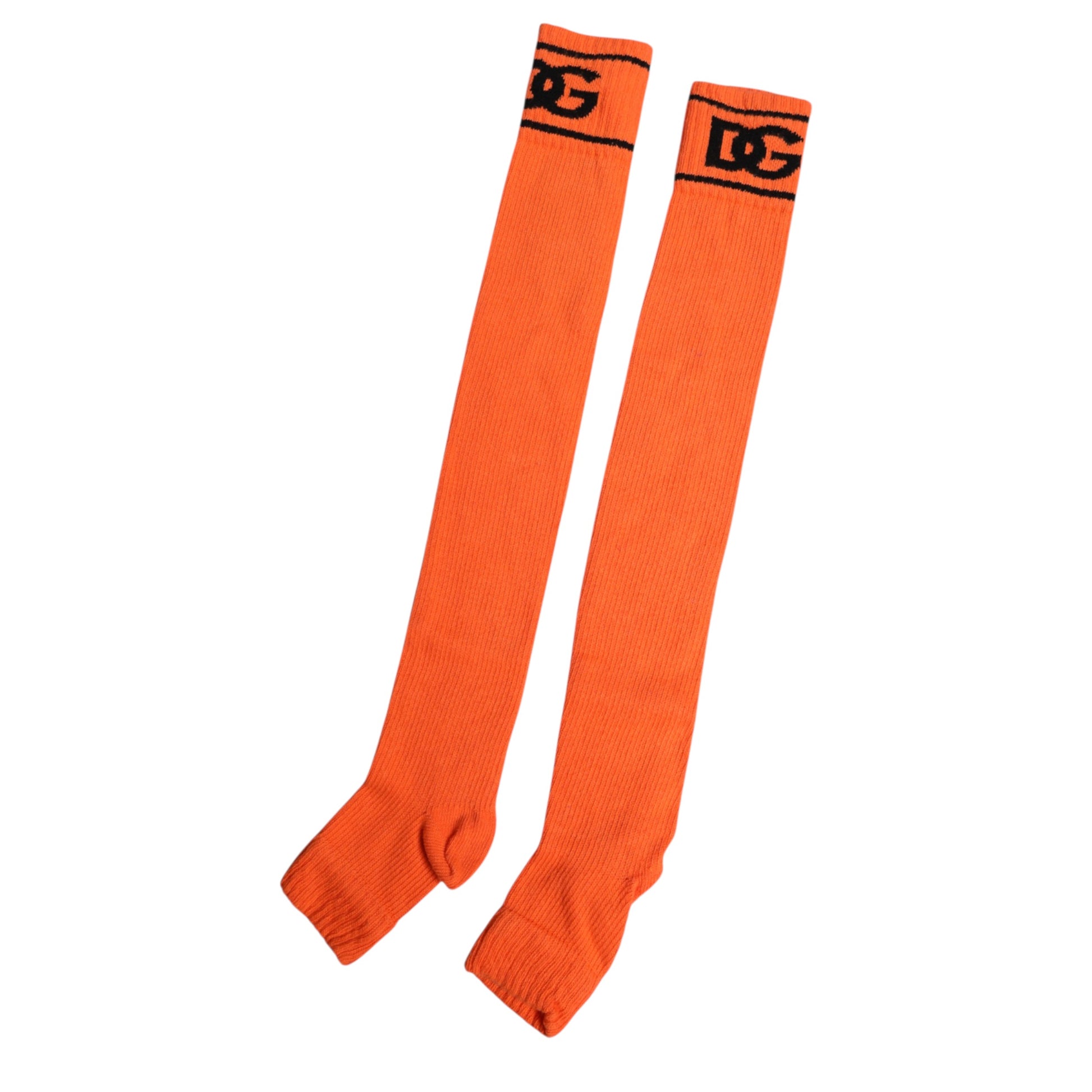 Orangefarbene Socken aus Baumwolle mit offenem Zehenbereich und DG-Logo-Print