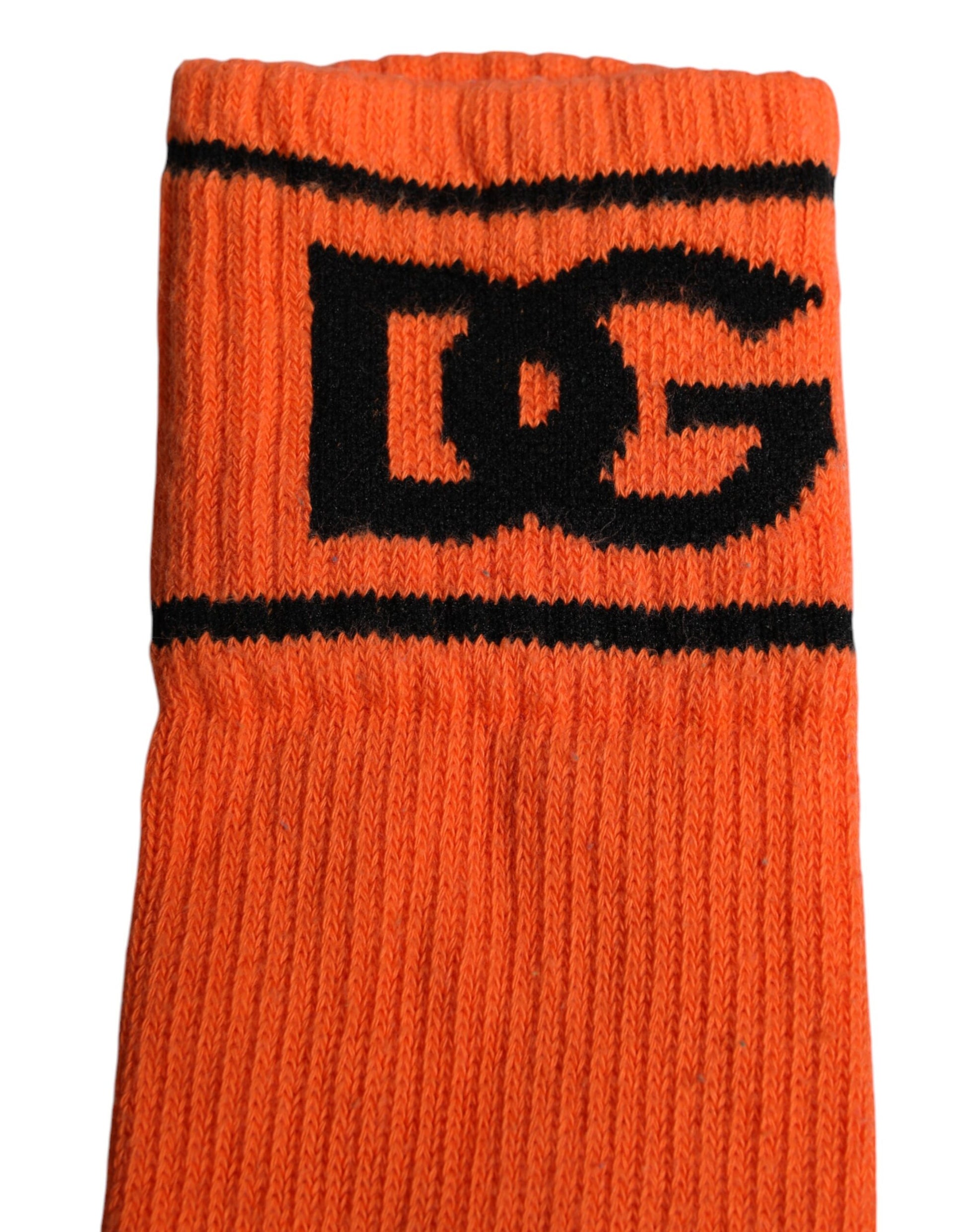 Orangefarbene Socken aus Baumwolle mit offenem Zehenbereich und DG-Logo-Print