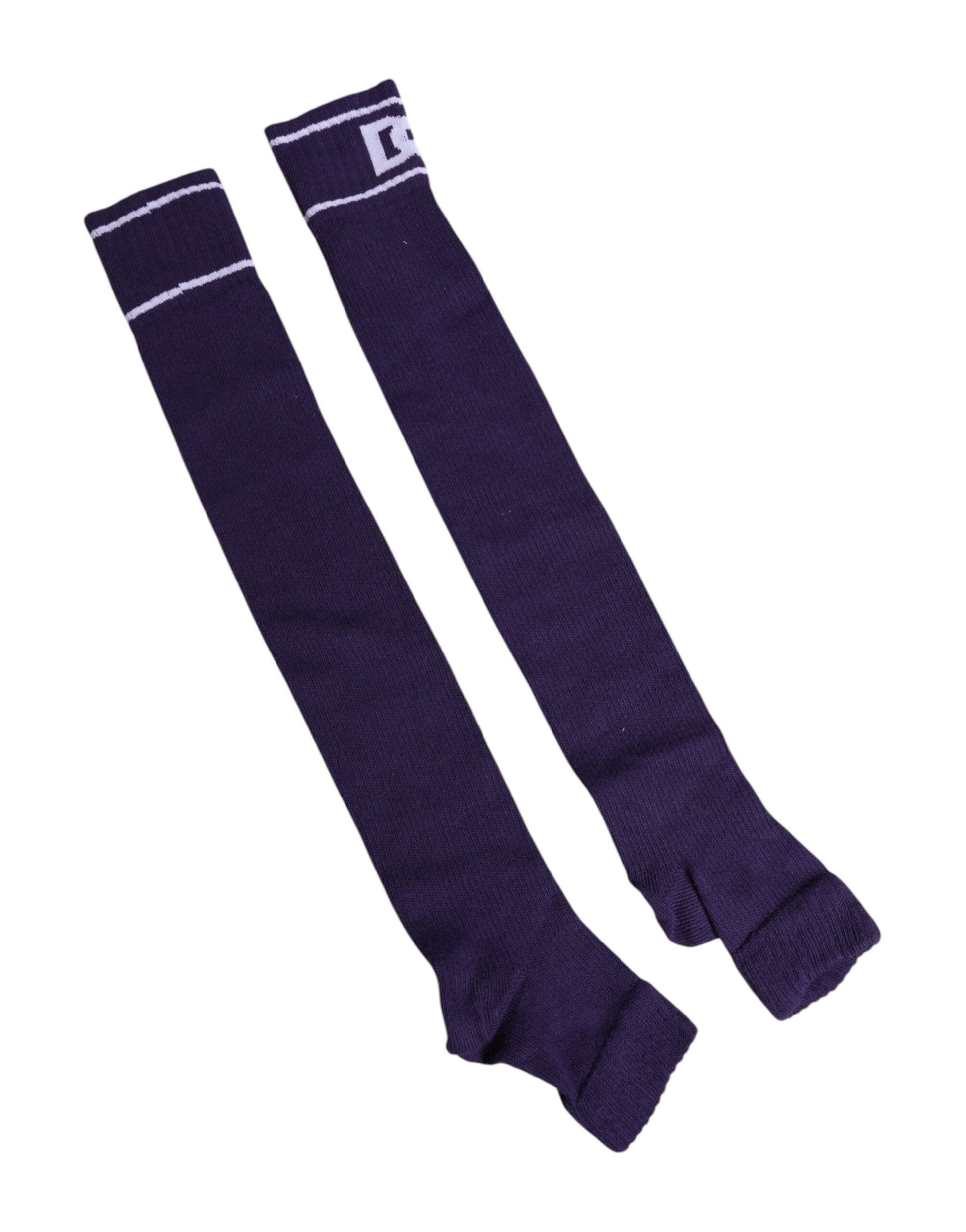 Lila Baumwollsocken mit offenem Zehenbereich und DG-Logo-Print