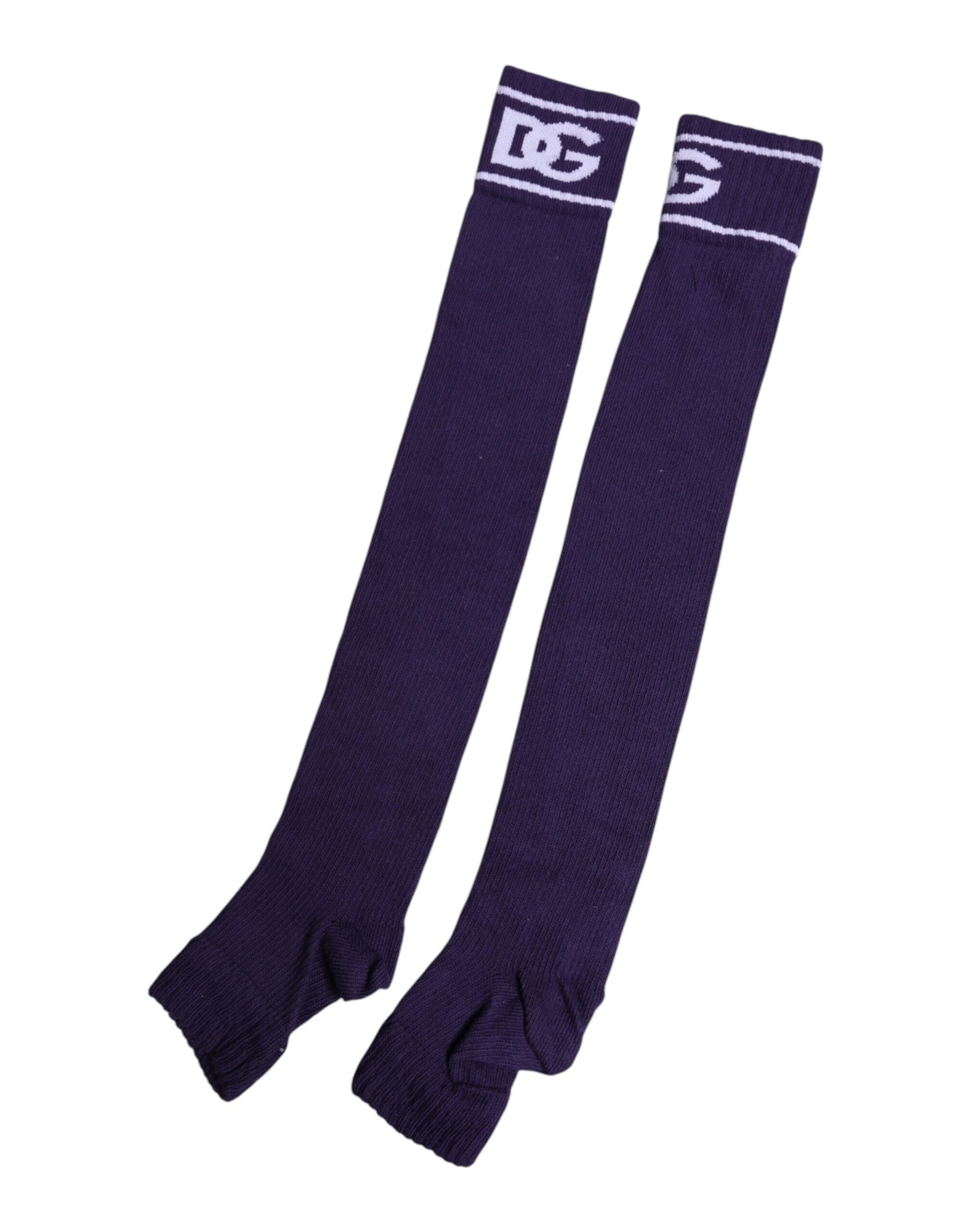 Lila Baumwollsocken mit offenem Zehenbereich und DG-Logo-Print