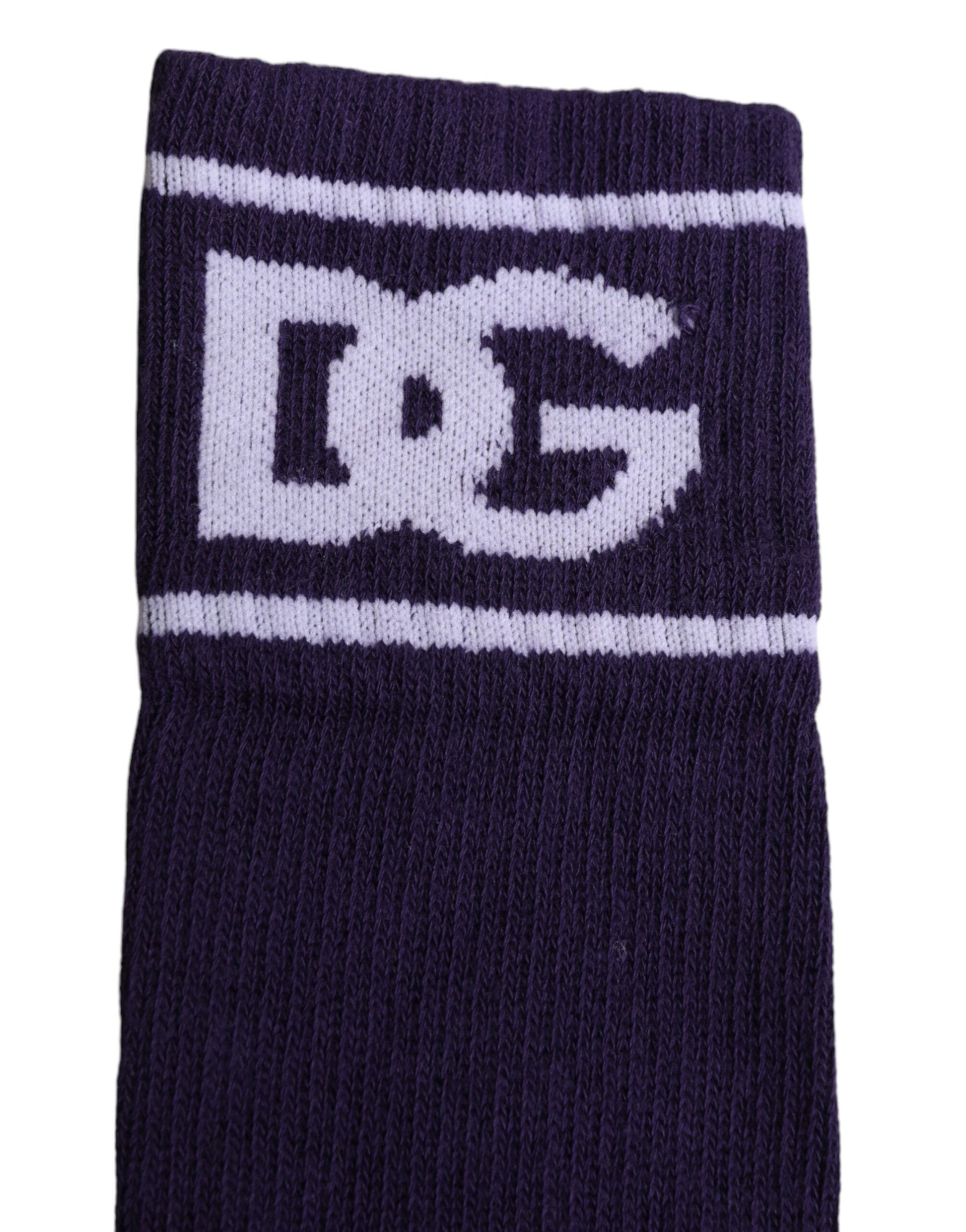 Dolce & Gabbana Purple Cotton DG Logo Print Open Toe Socks