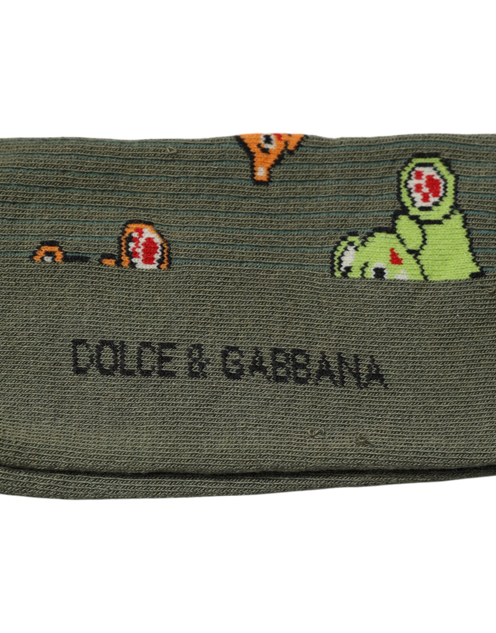Grüne Nylonsocken mit DG-Bären-Print, wadenlang