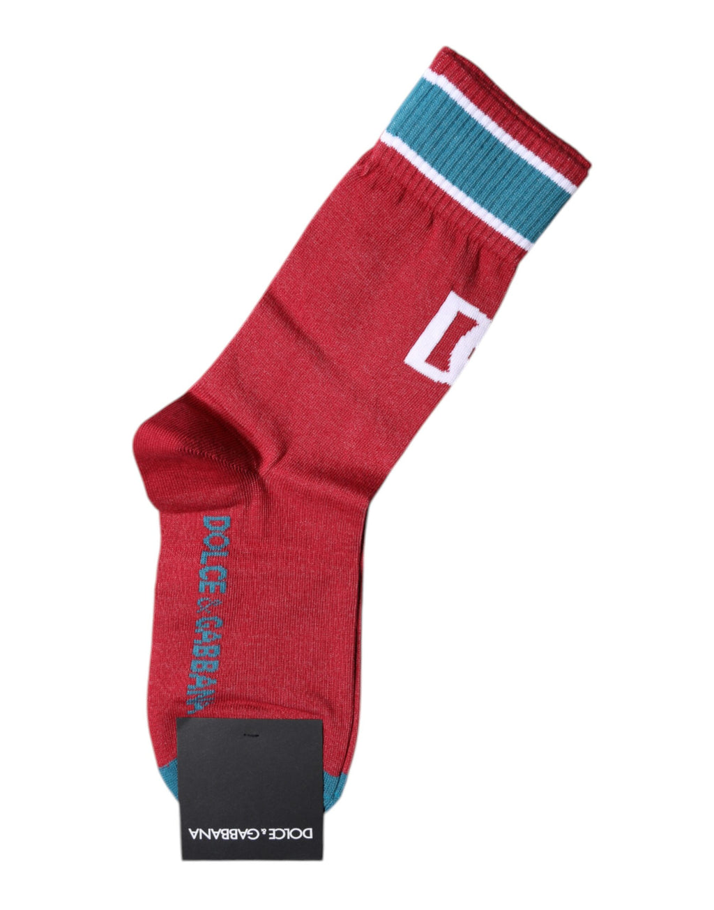 Rote Baumwollsocken mit DG-Logo-Print, wadenlang