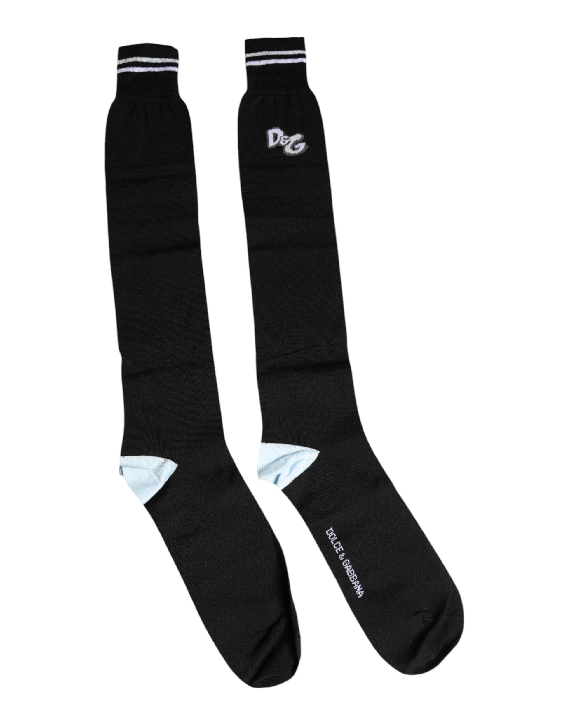 Schwarze Wadensocken aus Baumwolle mit DG-Logodruck