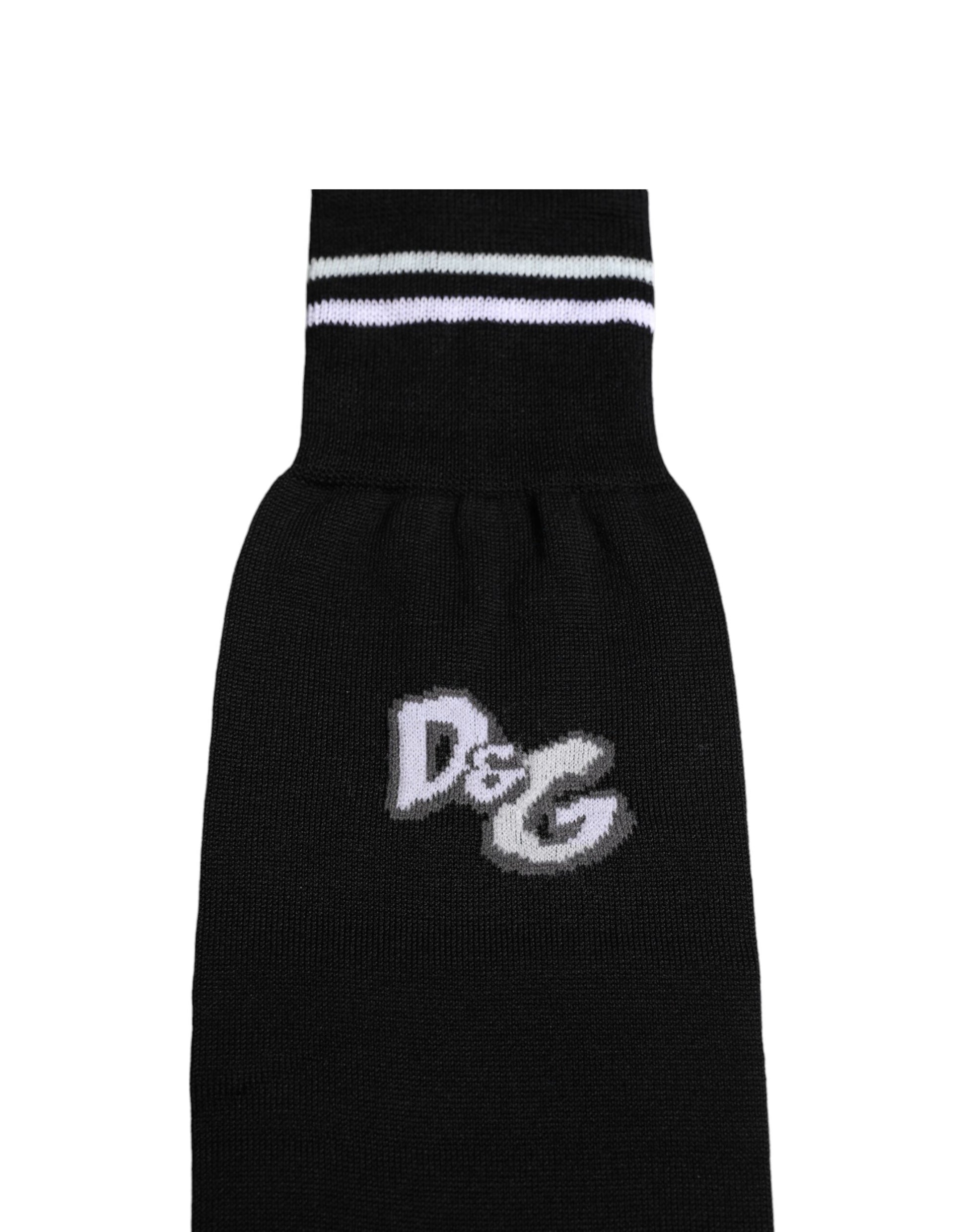 Schwarze Wadensocken aus Baumwolle mit DG-Logodruck