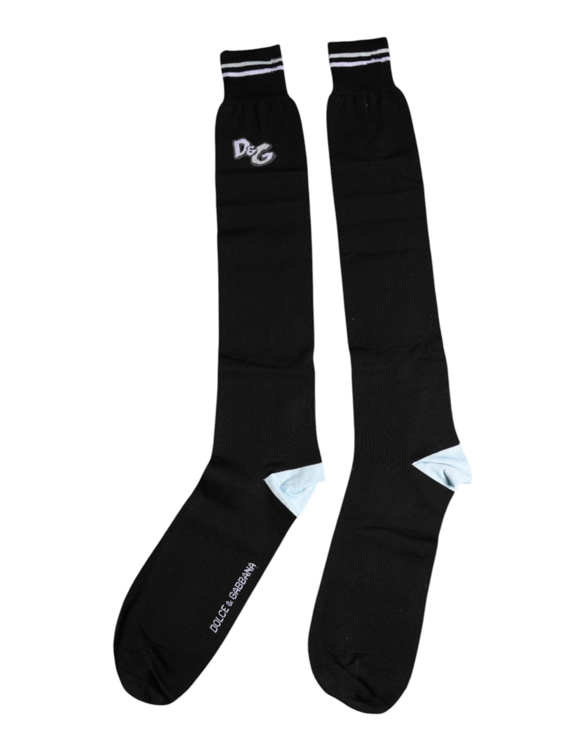 Schwarze Wadensocken aus Baumwolle mit DG-Logodruck