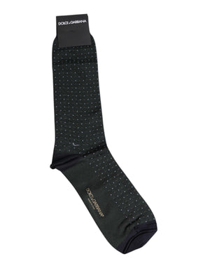 Dolce & Gabbana Black Polka Dots Cotton Mid Calf Socks