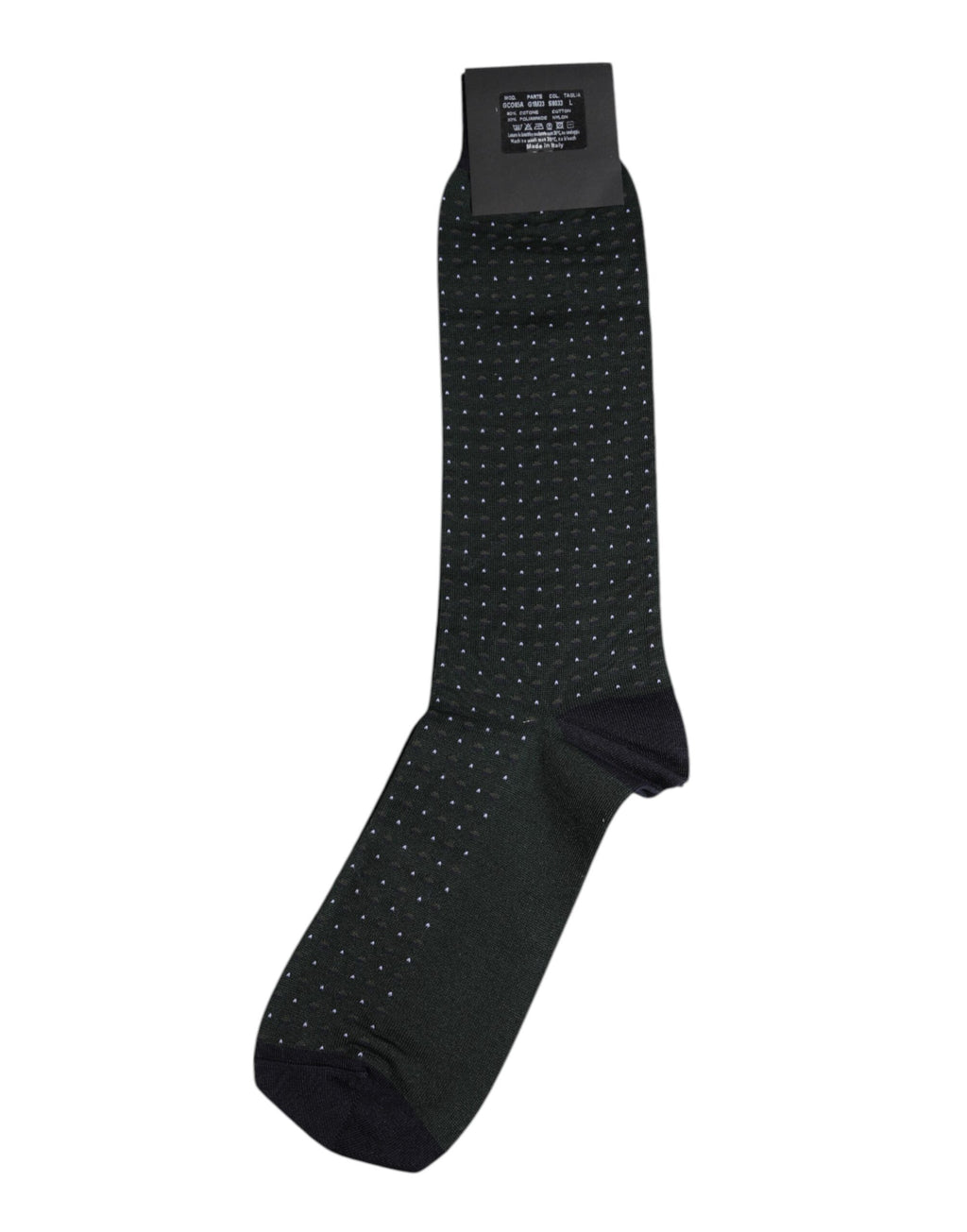 Schwarze, gepunktete Baumwollsocken bis zur Mitte der Wade
