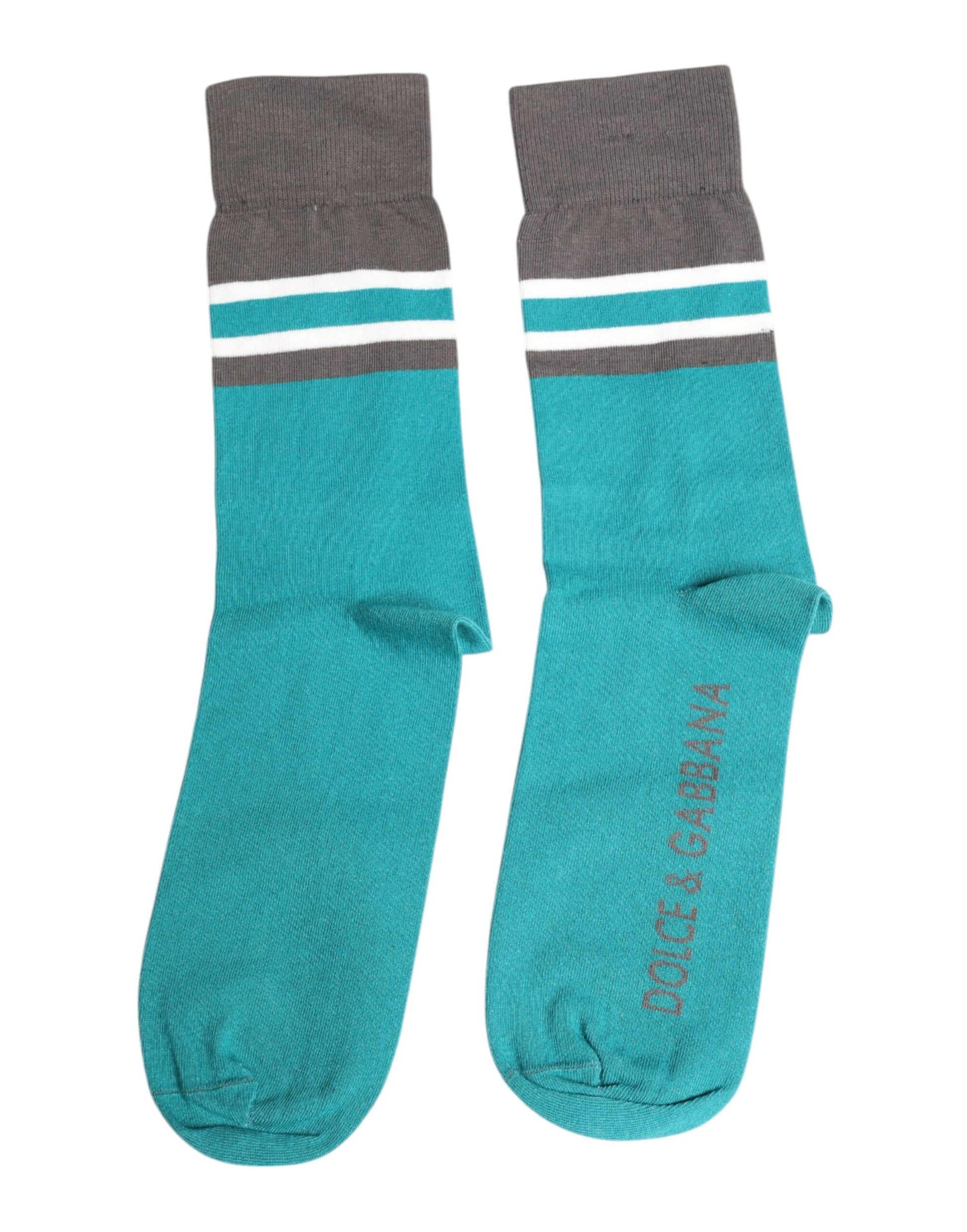 Grüngraue Stretch-Socken mit DG-Logo, wadenlang