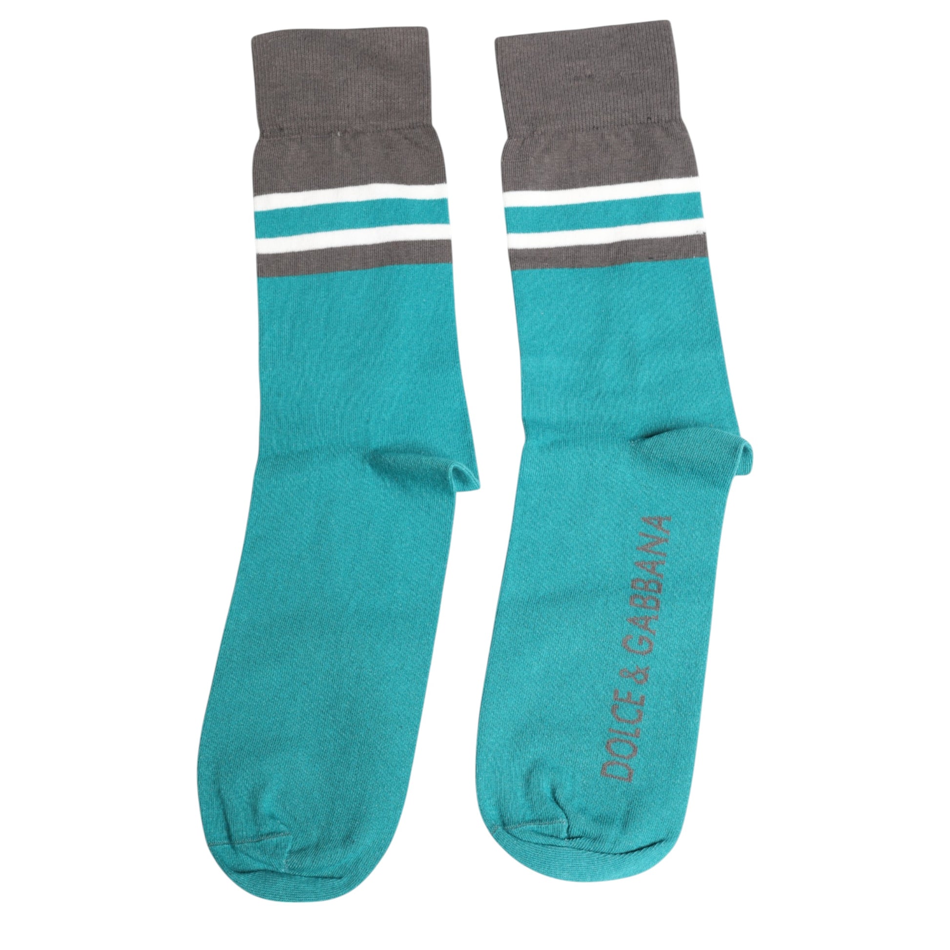 Grüngraue Stretch-Socken mit DG-Logo, wadenlang