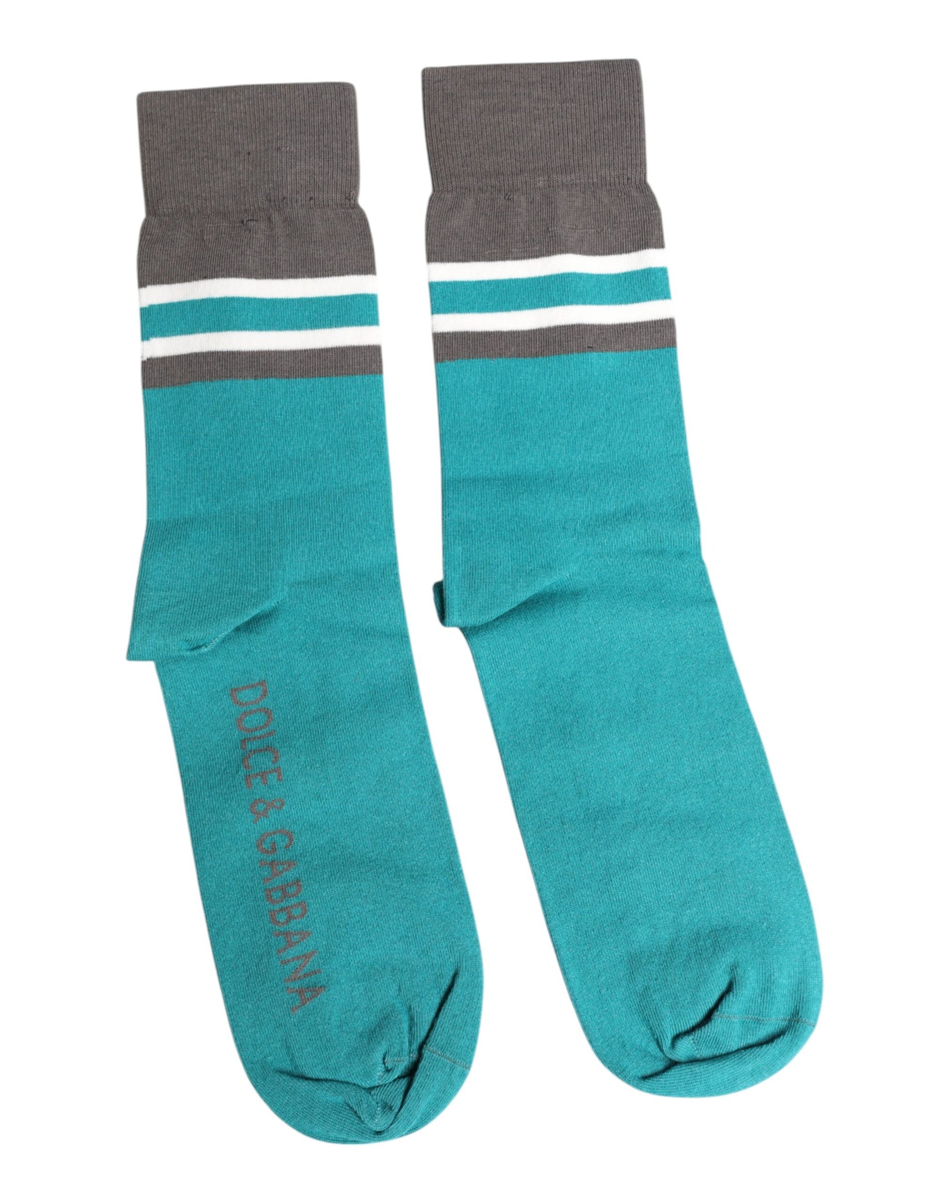 Grüngraue Stretch-Socken mit DG-Logo, wadenlang