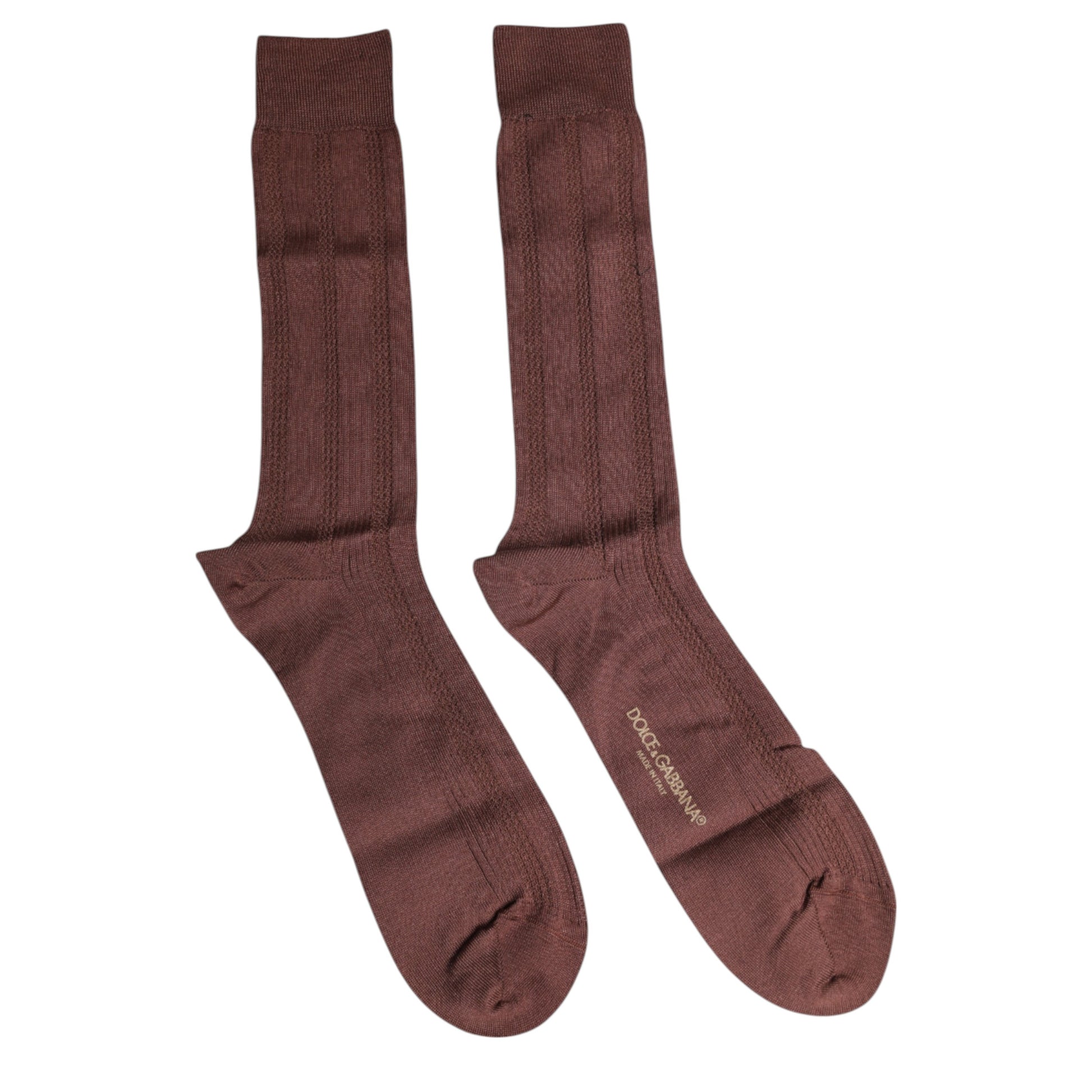 Braune Stretch-Socken mit Logo-Print bis zur Wadenmitte