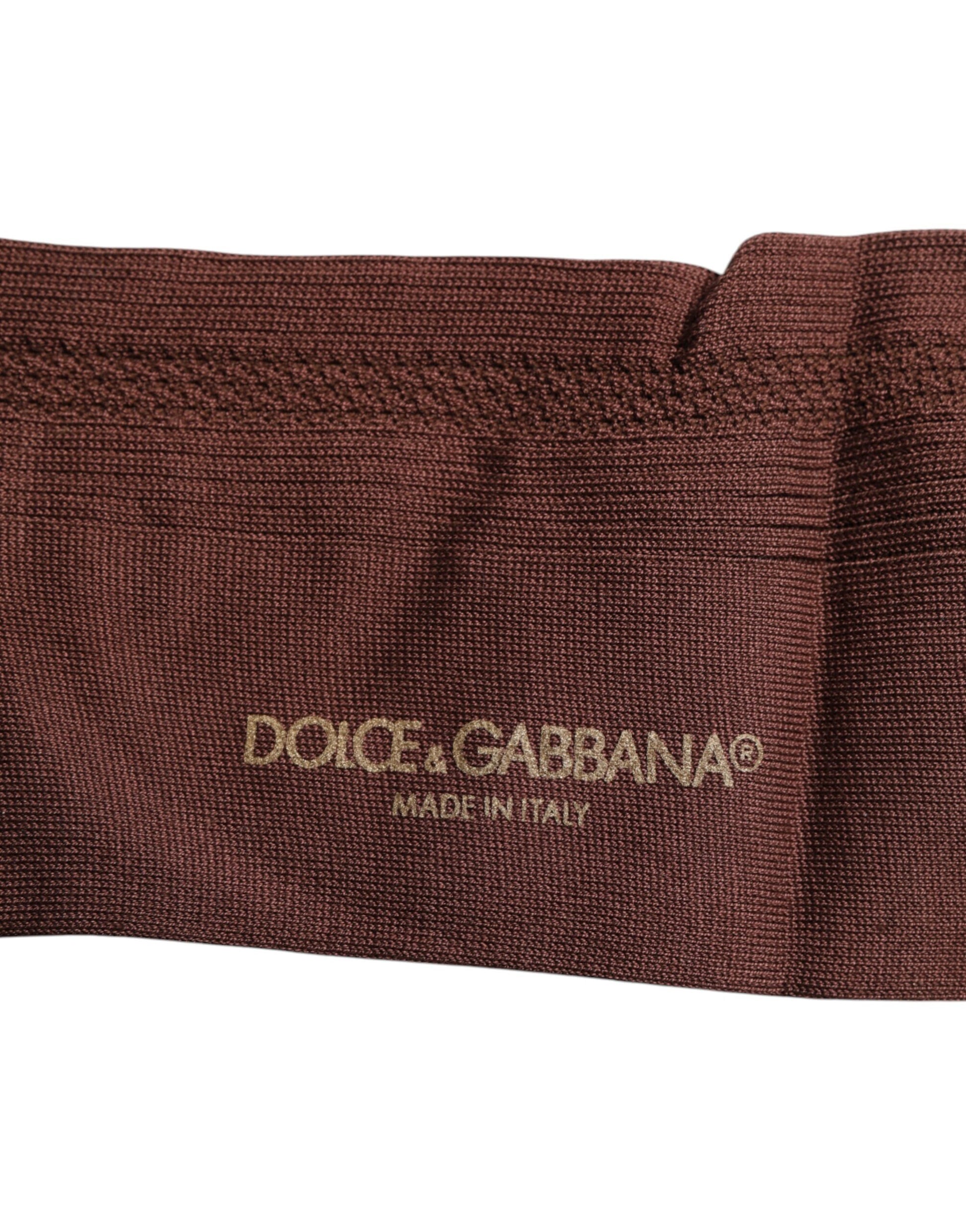 Braune Stretch-Socken mit Logo-Print bis zur Wadenmitte
