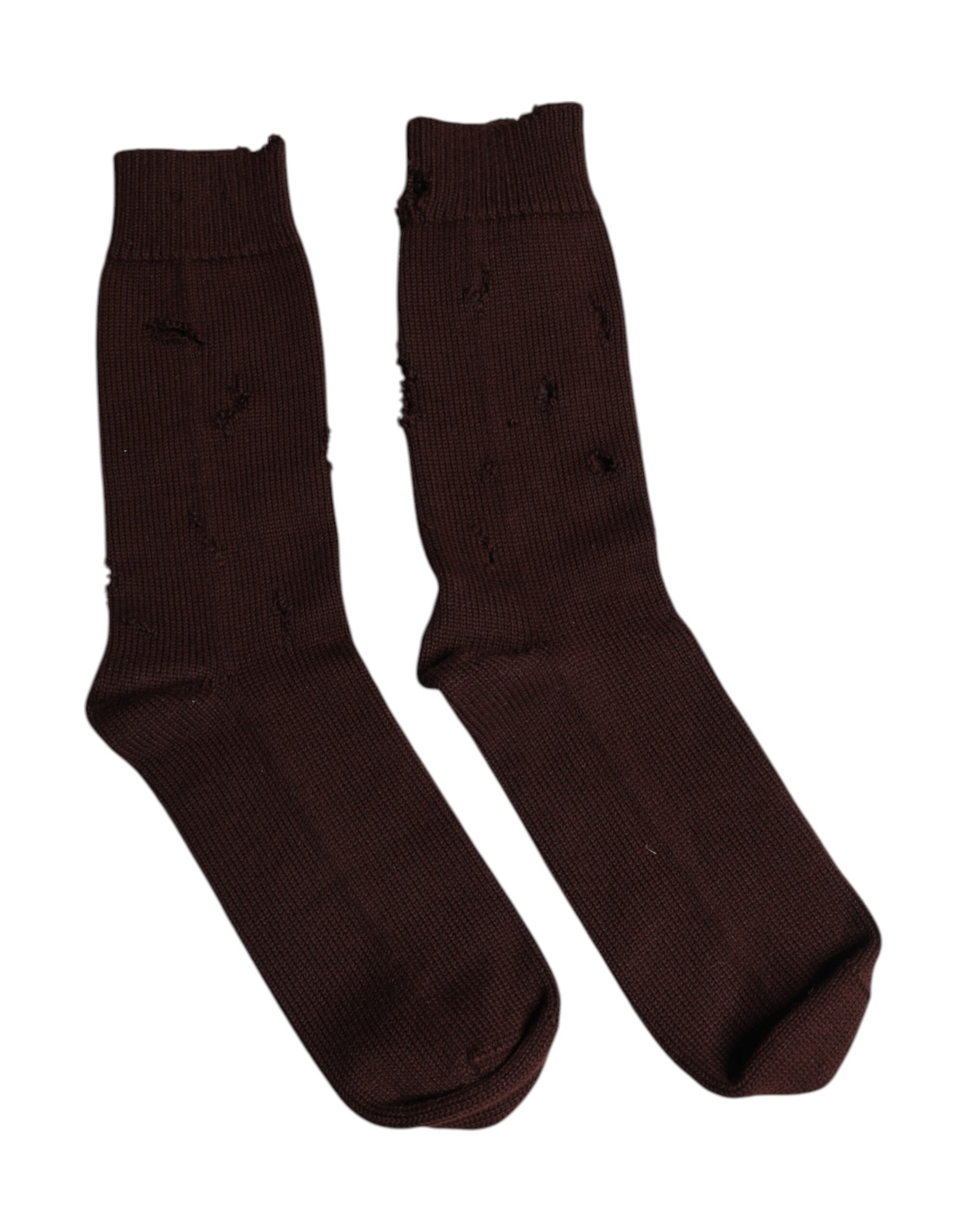 Braune, einfarbige, wadenlange Stretch-Socken aus Baumwolle
