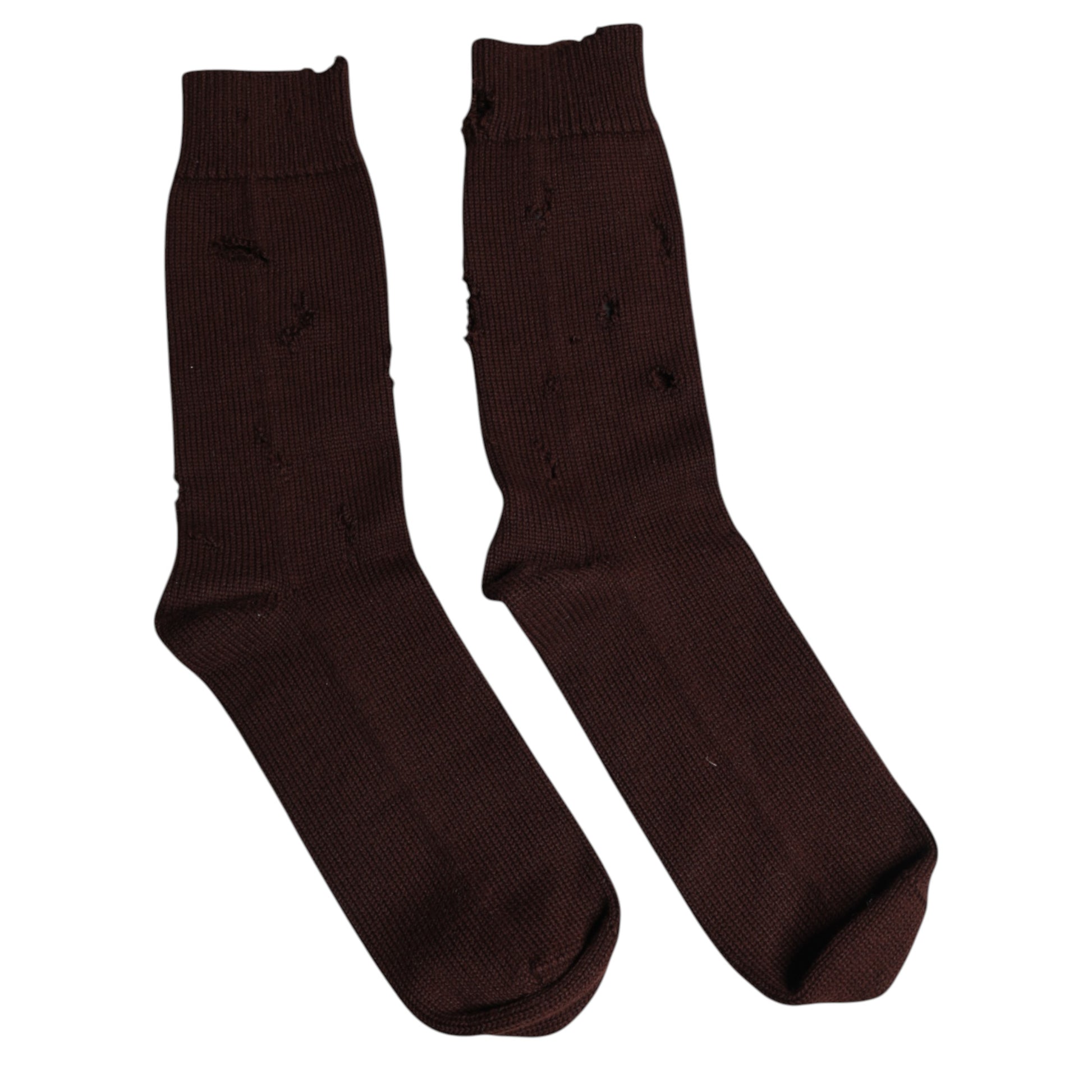 Braune, einfarbige, wadenlange Stretch-Socken aus Baumwolle