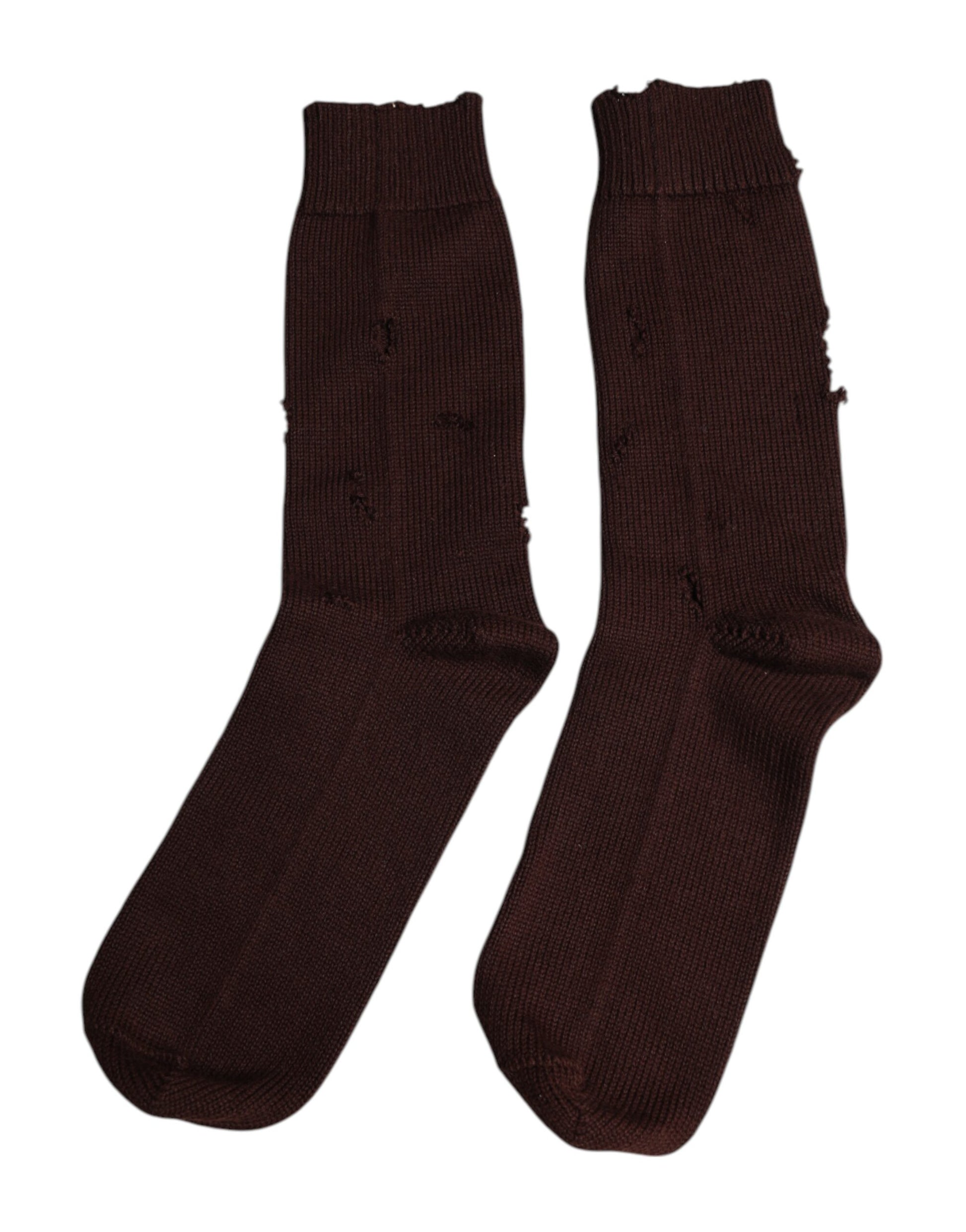 Braune, einfarbige, wadenlange Stretch-Socken aus Baumwolle