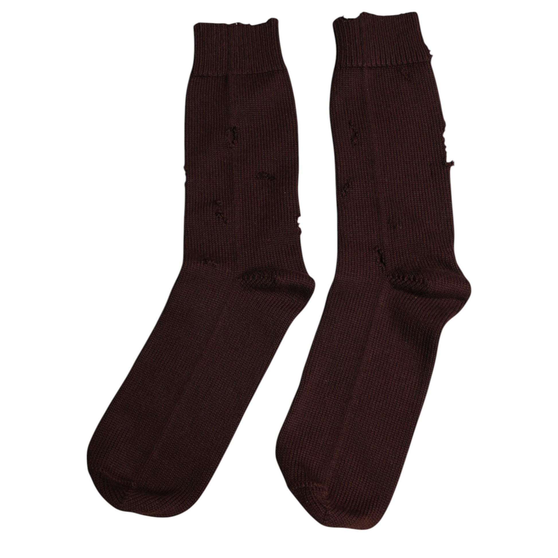 Braune, einfarbige, wadenlange Stretch-Socken aus Baumwolle