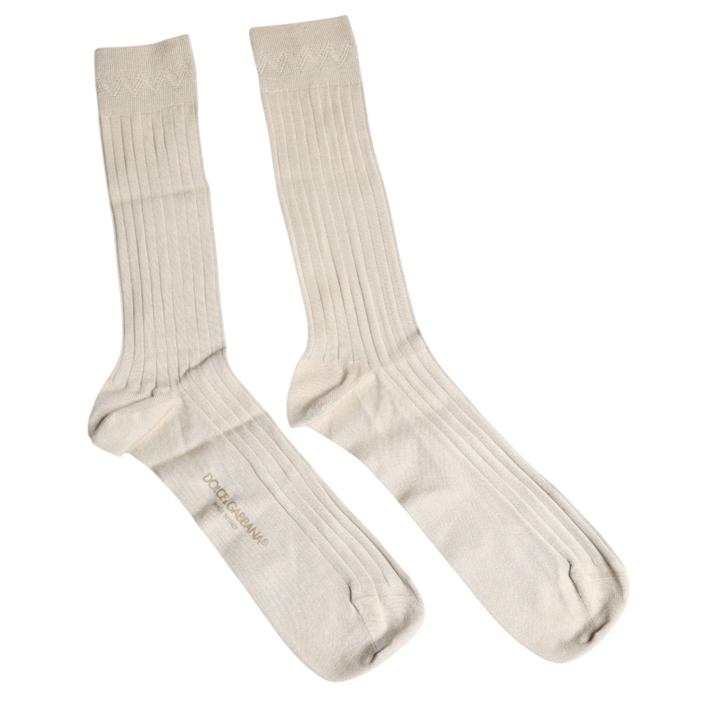 Wadenlange Socken aus Stretch-Baumwolle mit Logo in Beige