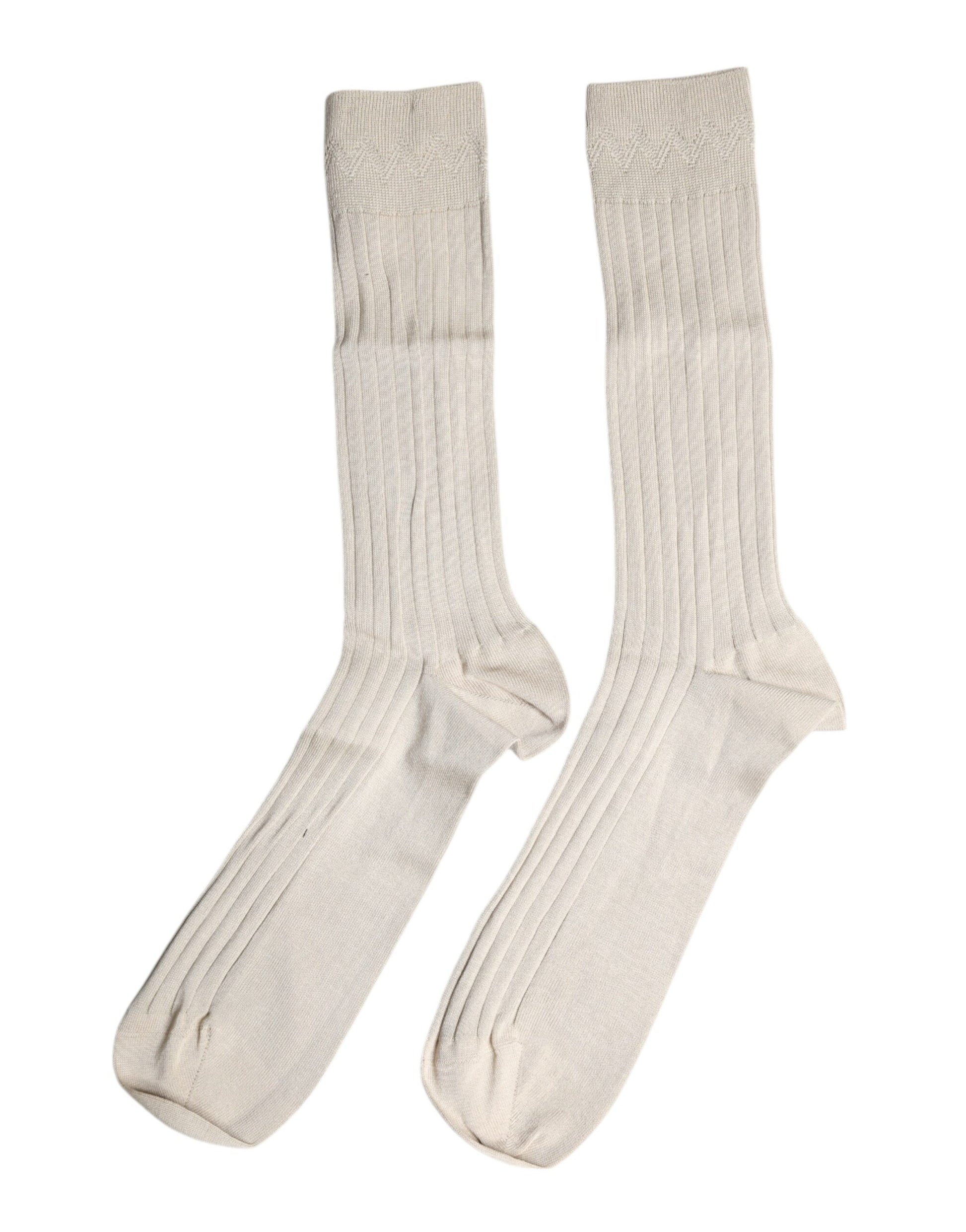 Wadenlange Socken aus Stretch-Baumwolle mit Logo in Beige