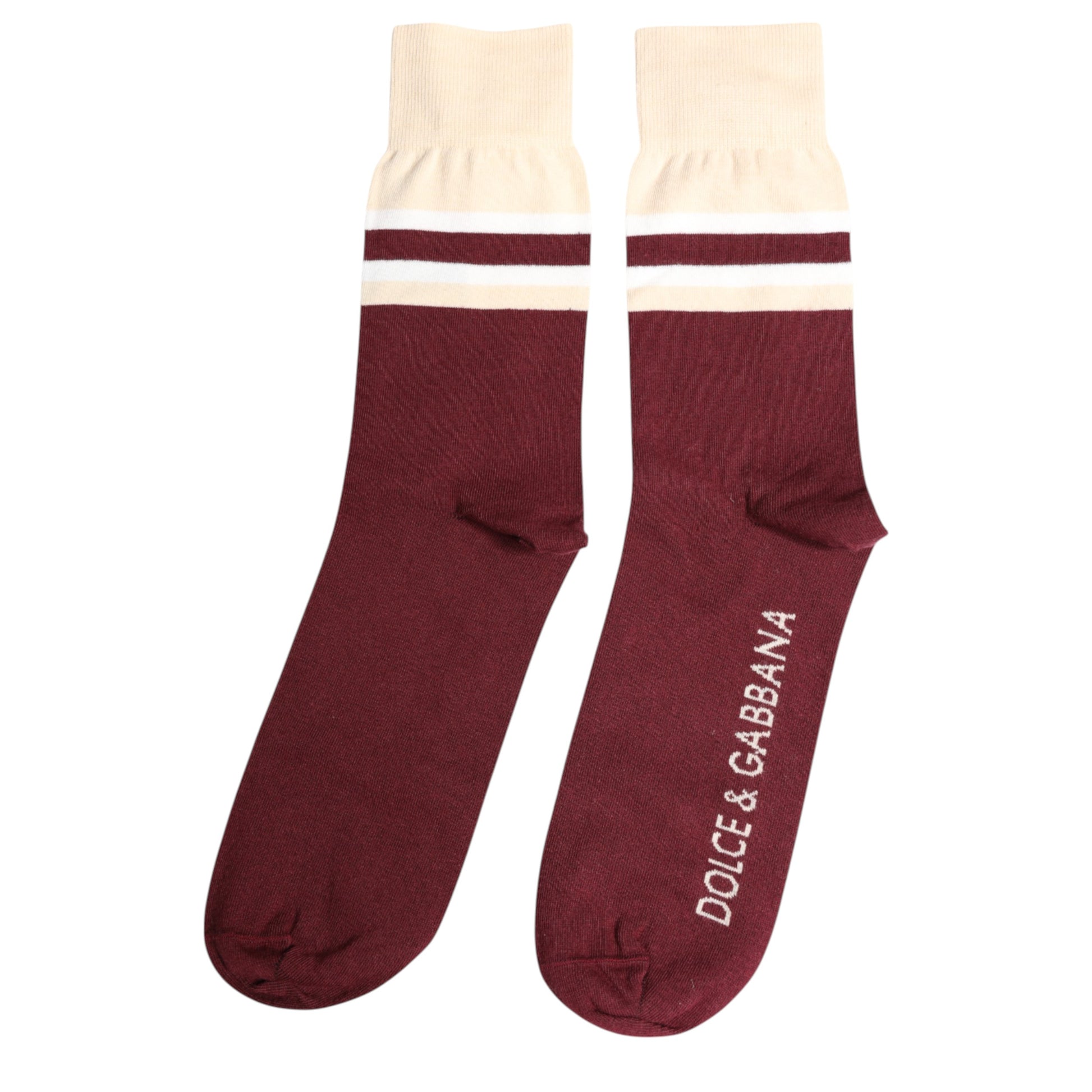 Burgunderrote Stretch-Socken mit Logo-Print bis zur Wadenmitte