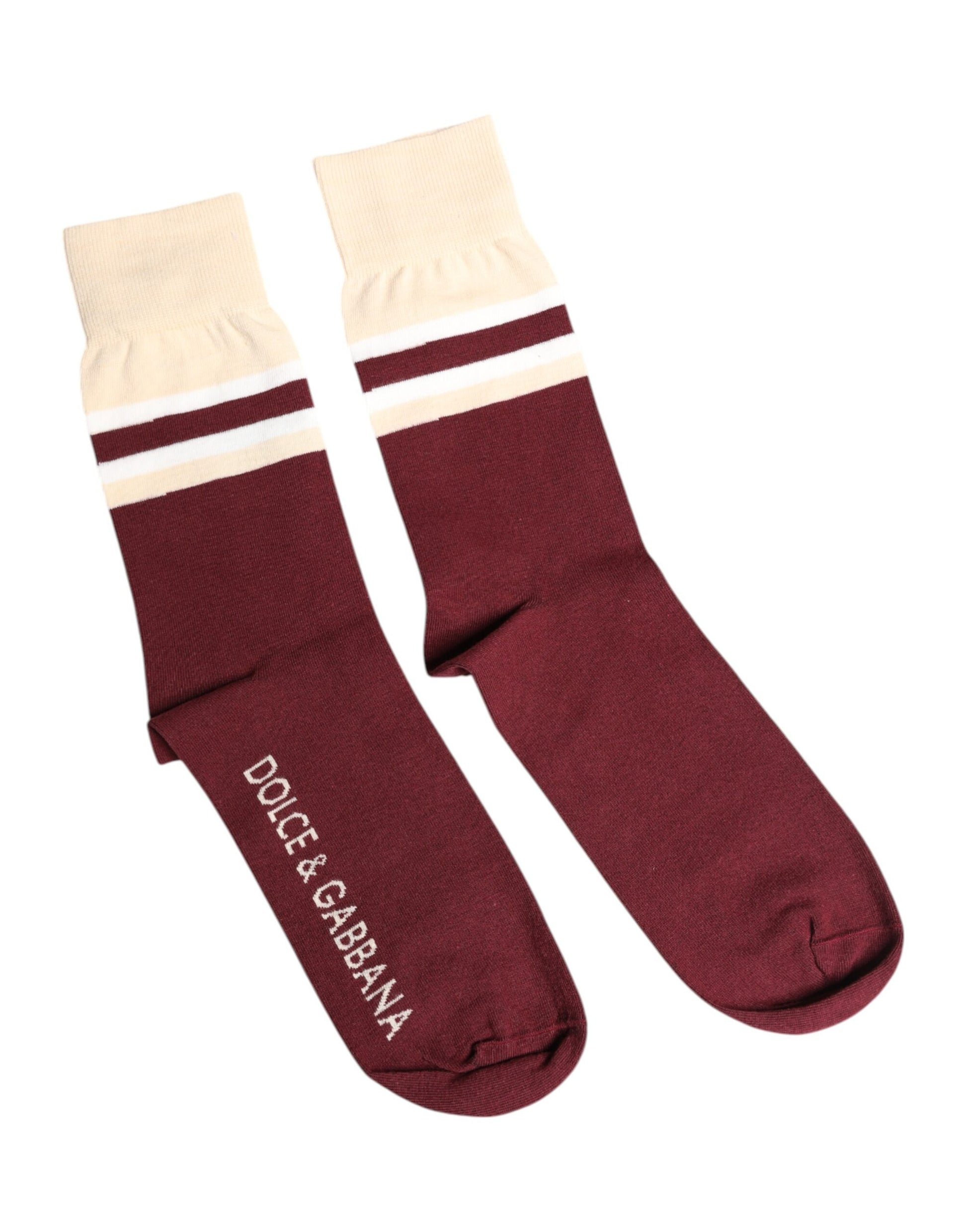 Burgunderrote Stretch-Socken mit Logo-Print bis zur Wadenmitte