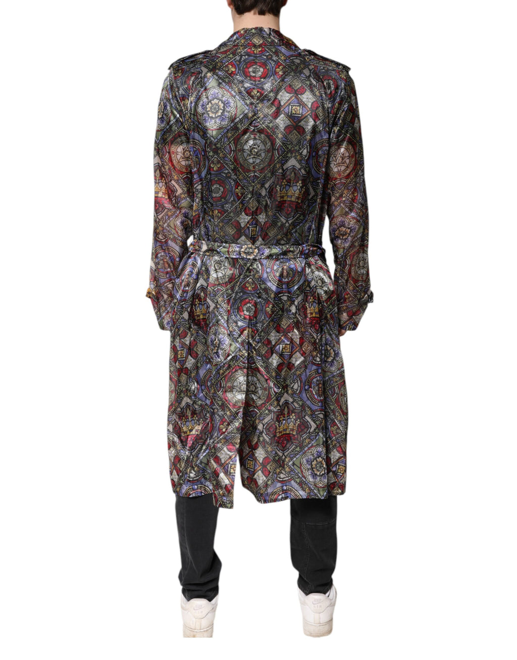 Mehrfarbige Trenchcoatjacke mit königlicher Bienenkrone