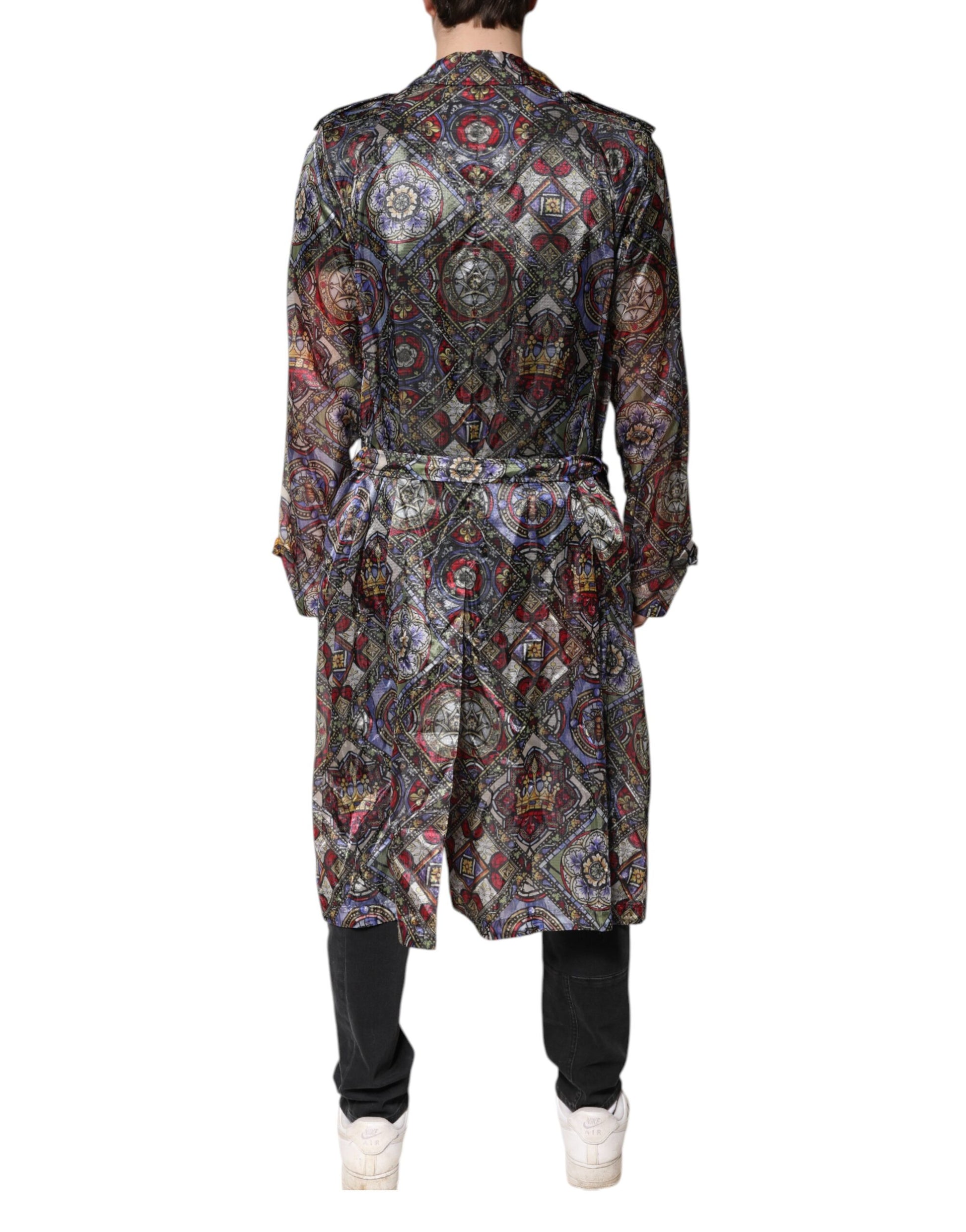 Mehrfarbige Trenchcoatjacke mit königlicher Bienenkrone