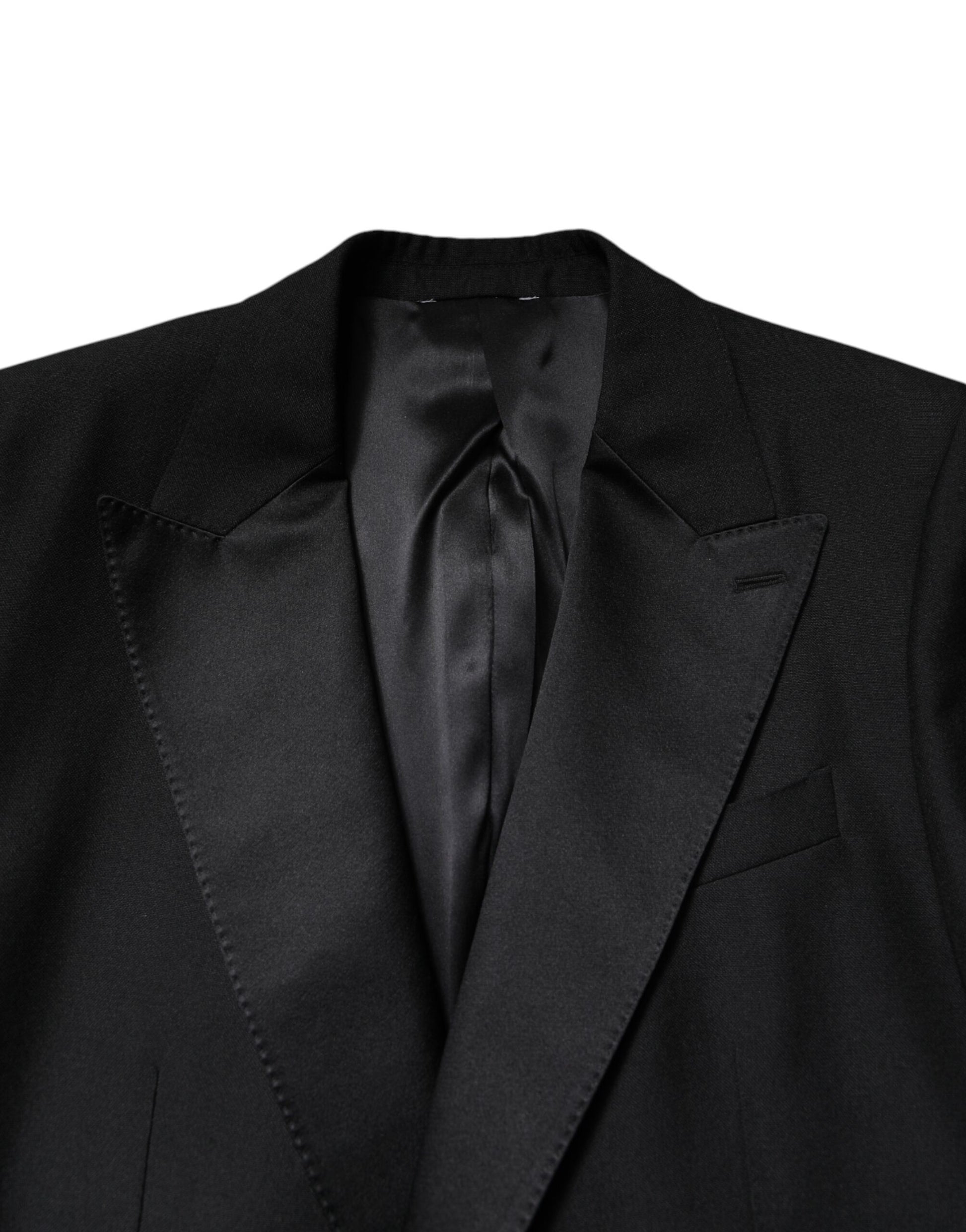Schwarzer einreihiger Blazer aus Wolle