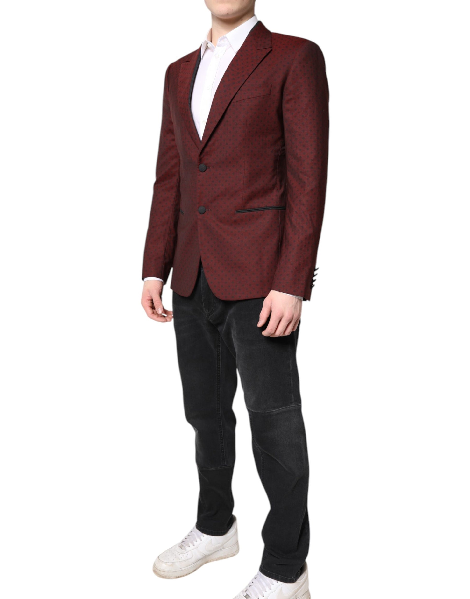 Kastanienbrauner Woll-Slim-Fit-Manteljacke-Blazer für Herren