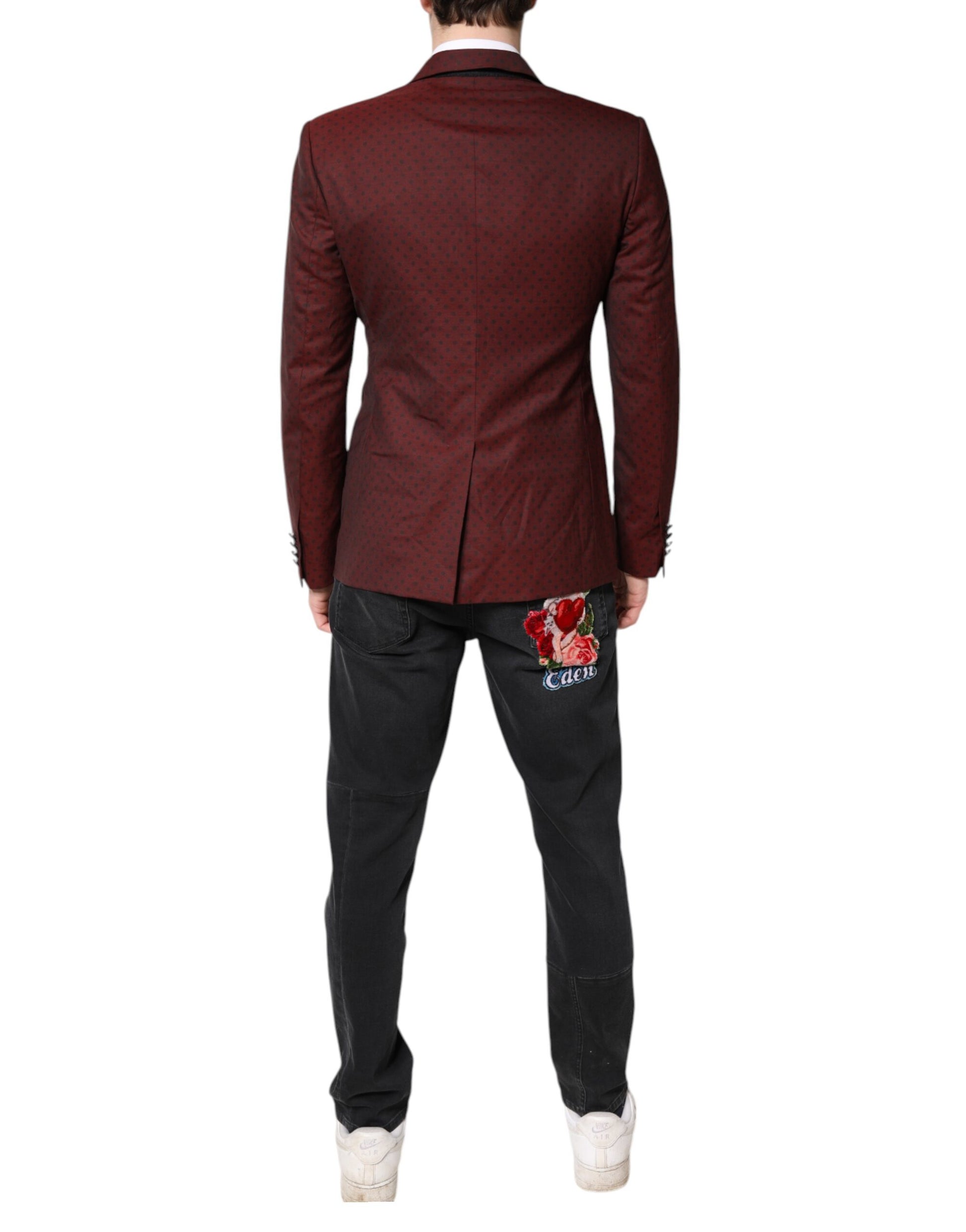 Kastanienbrauner Woll-Slim-Fit-Manteljacke-Blazer für Herren