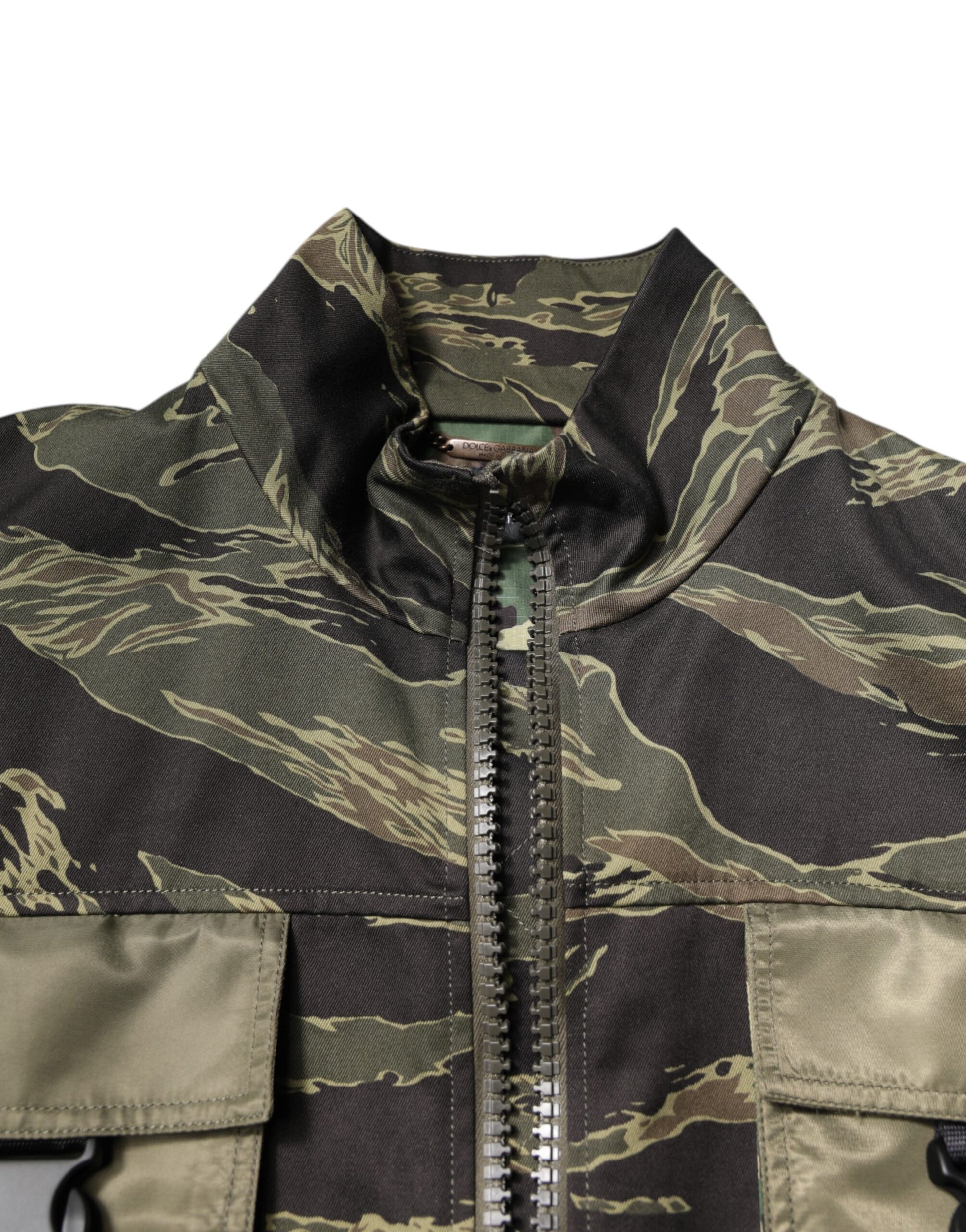 Mehrfarbige Bomberjacke aus Baumwolle mit Camouflage-Muster