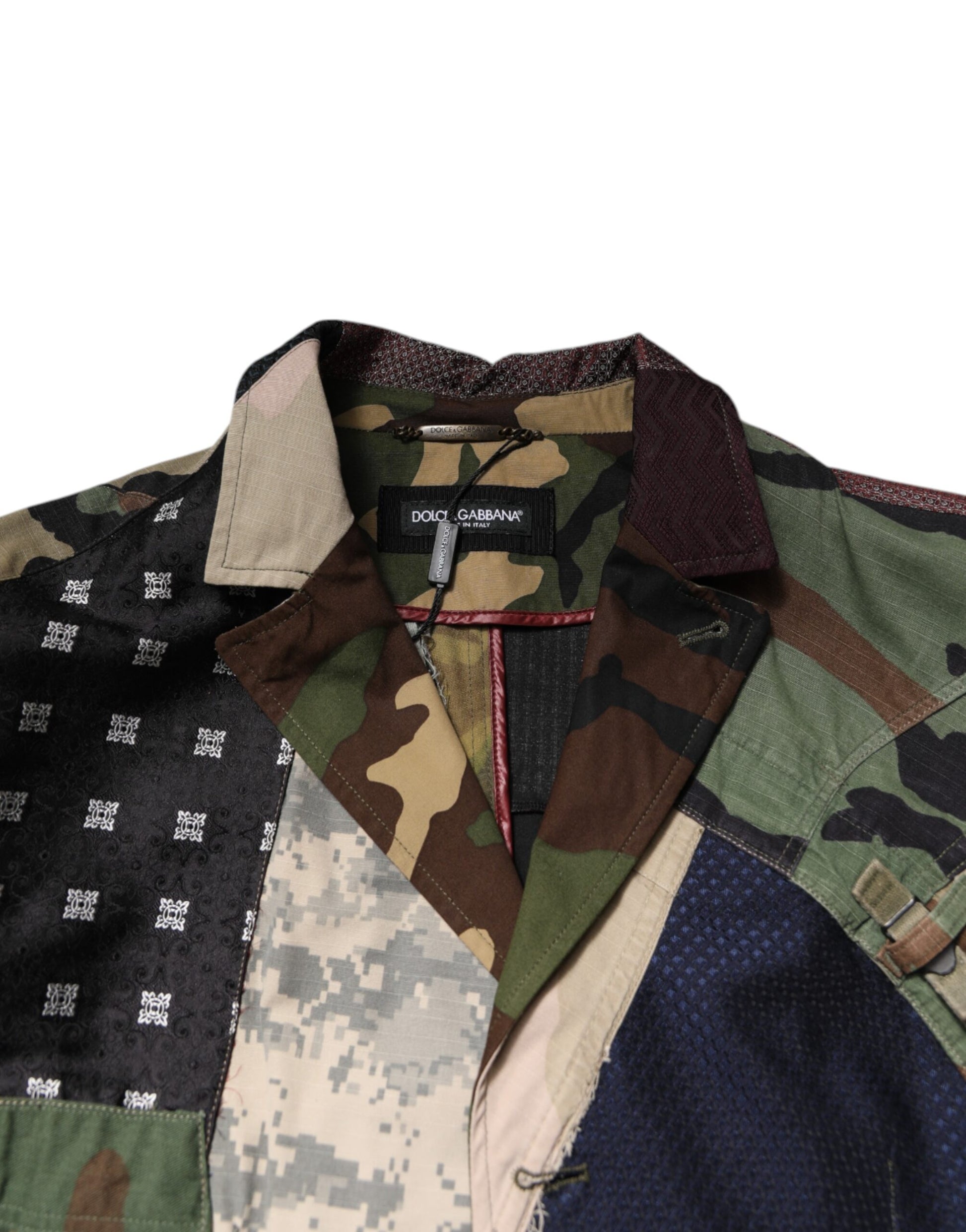 Mehrfarbiger Camouflage-Patchwork-Mantelblazer