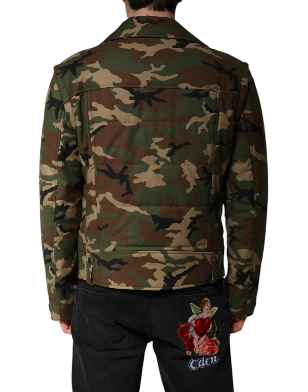 Mehrfarbige Bikerjacke aus Nylon mit Camouflage-Muster