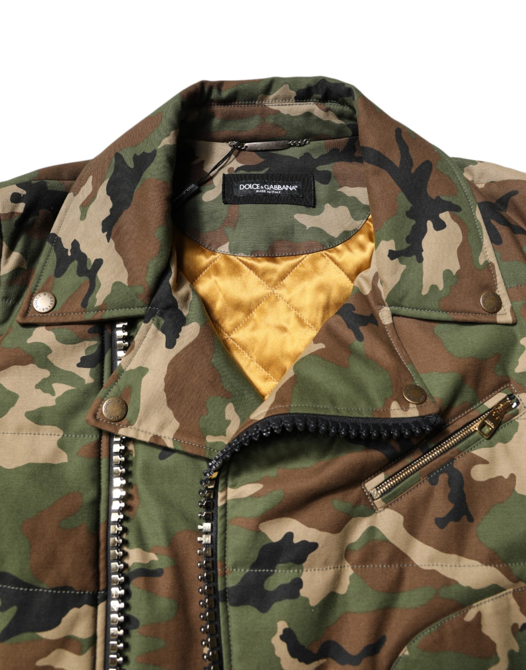 Mehrfarbige Bikerjacke aus Nylon mit Camouflage-Muster