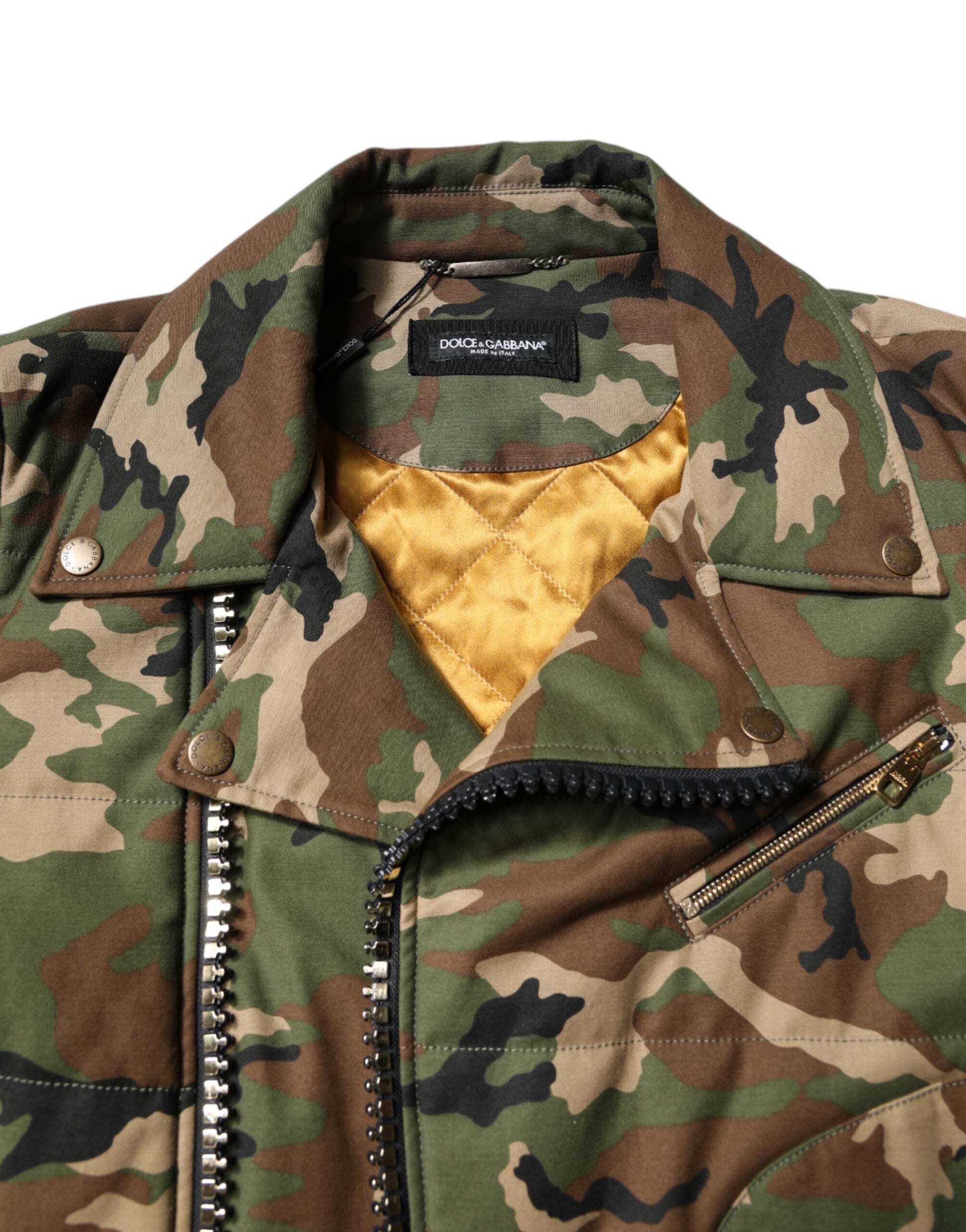 Mehrfarbige Bikerjacke aus Nylon mit Camouflage-Muster