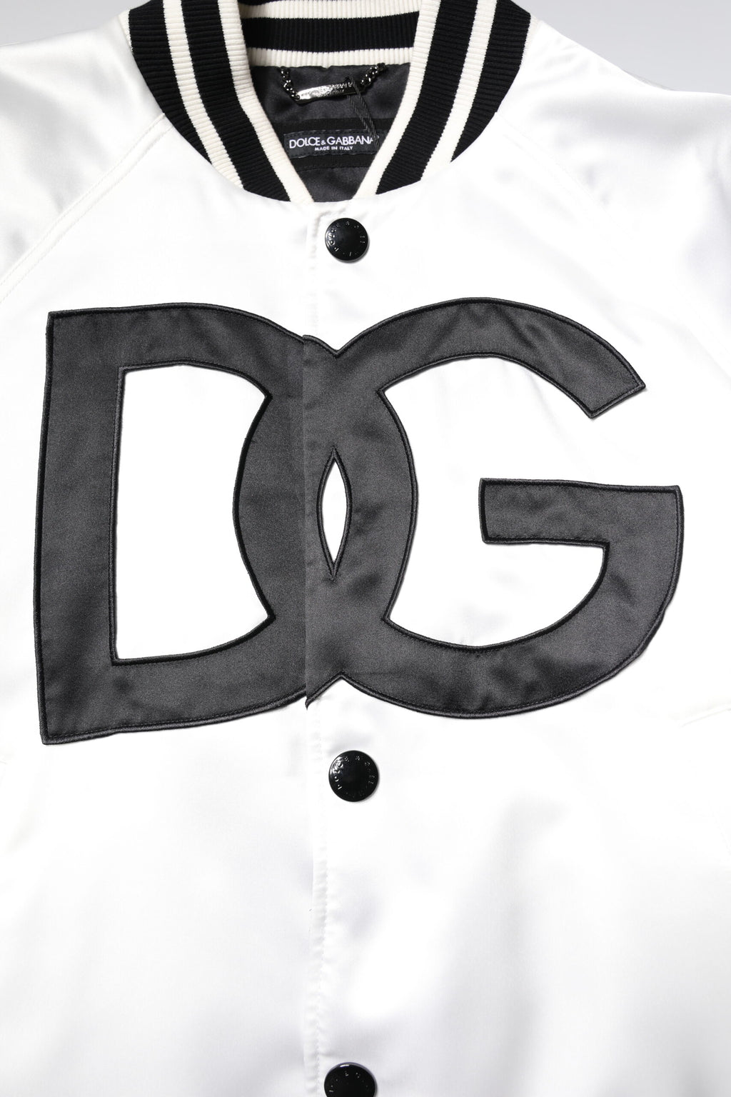 Weiße Bomberjacke aus Polyesterjersey mit DG-Logo