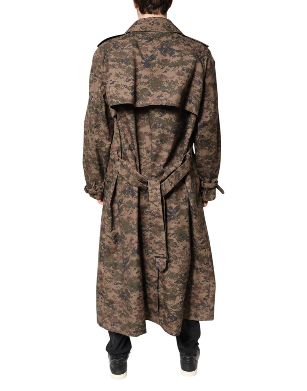 Mehrfarbige Camouflage-Zweireiher-Manteljacke