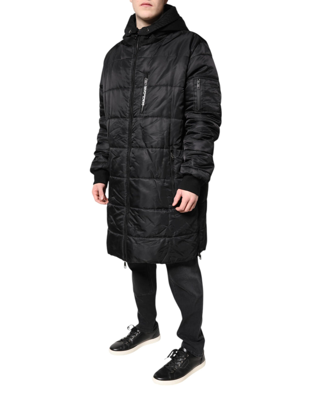 Schwarzer Parka mit Kapuze für Herren, Wintermantel