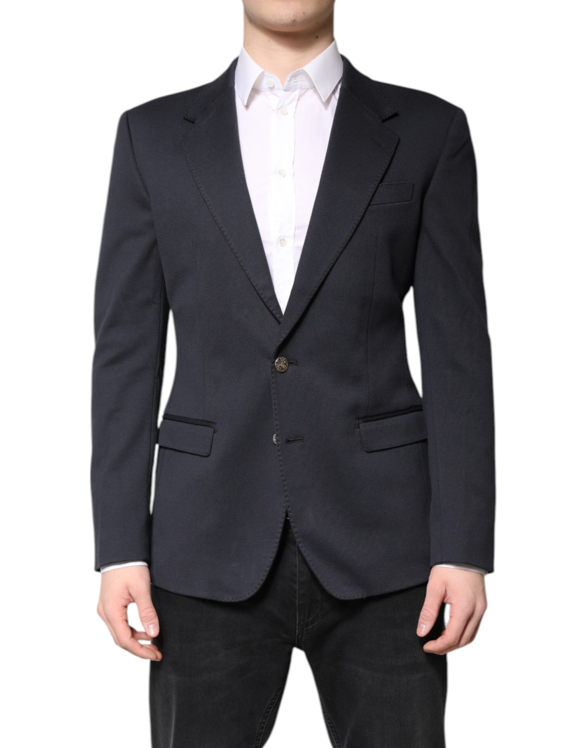 Dunkelblaue Baumwolle Herren Jacke Mantel Anzug Blazer