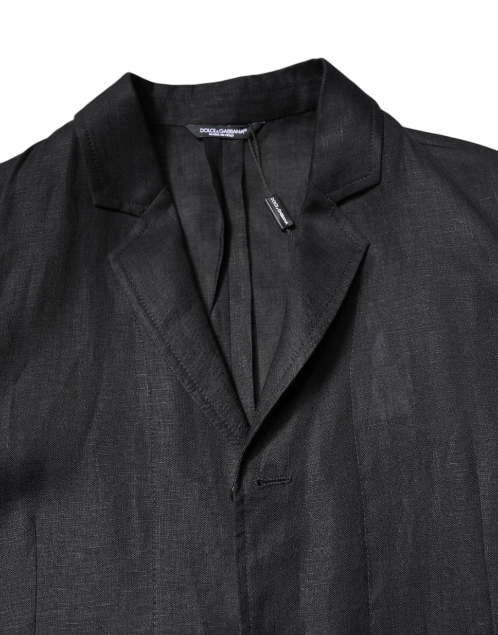 Schwarzer einreihiger Herren-Mantelblazer aus Leinen