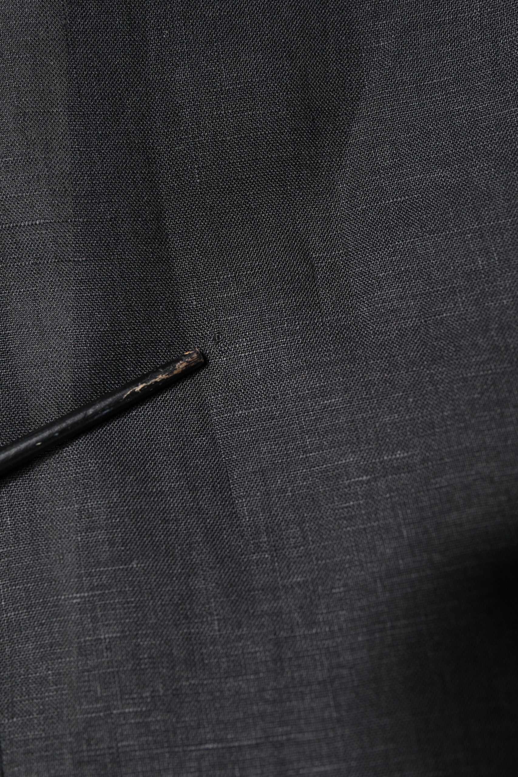 Schwarzer einreihiger Herren-Mantelblazer aus Leinen