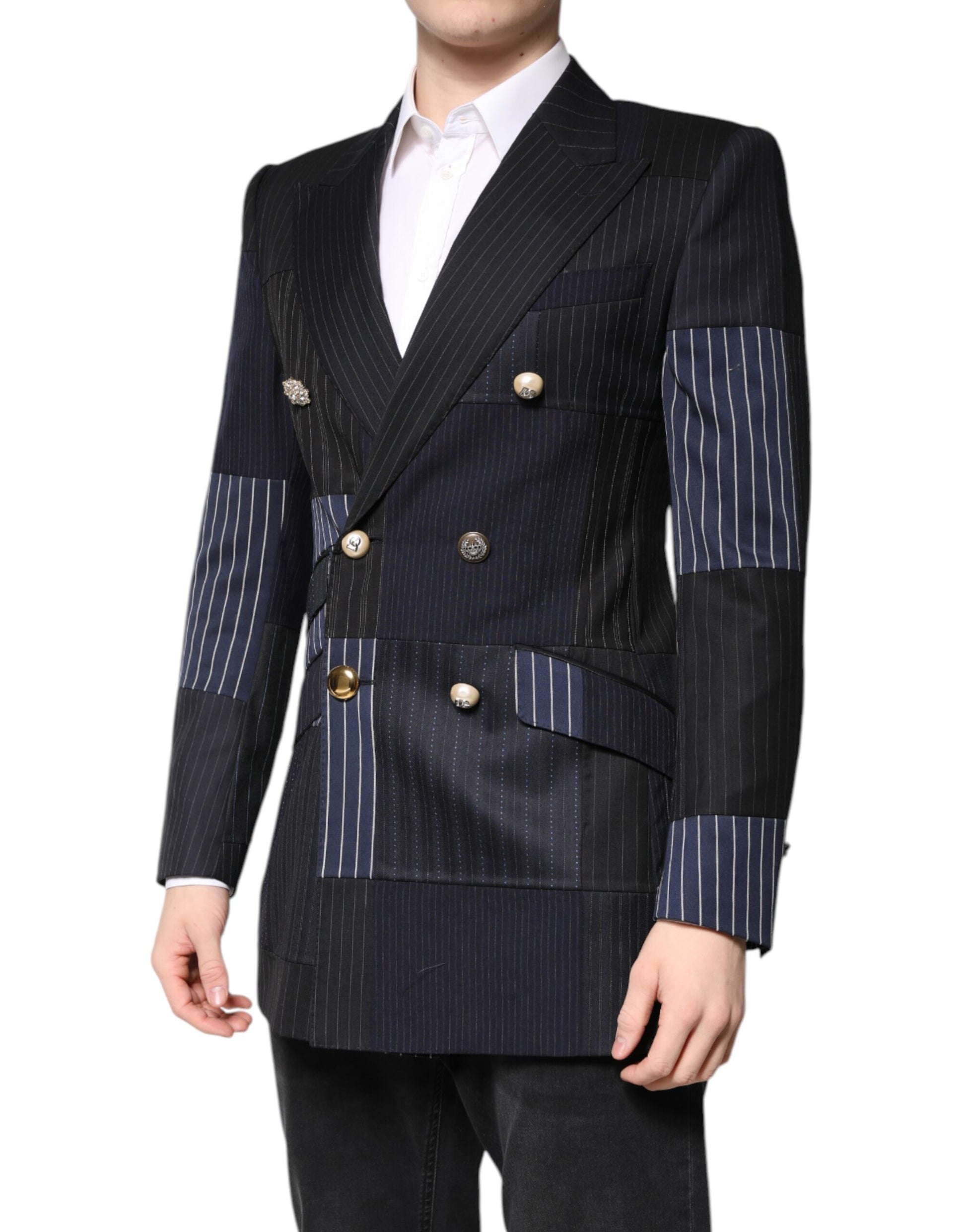 Mehrfarbiger Patchwork-Jackenmantel-Anzugblazer