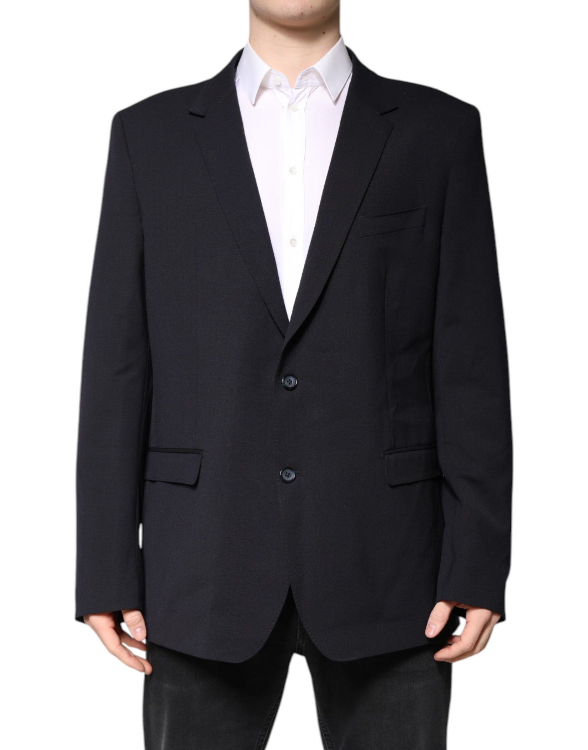 Dunkelblauer einreihiger Blazer aus Wolle