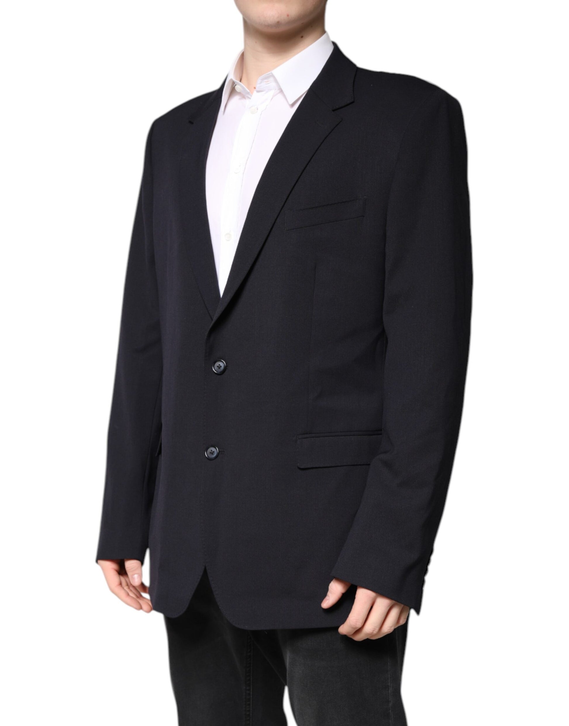 Dunkelblauer einreihiger Blazer aus Wolle