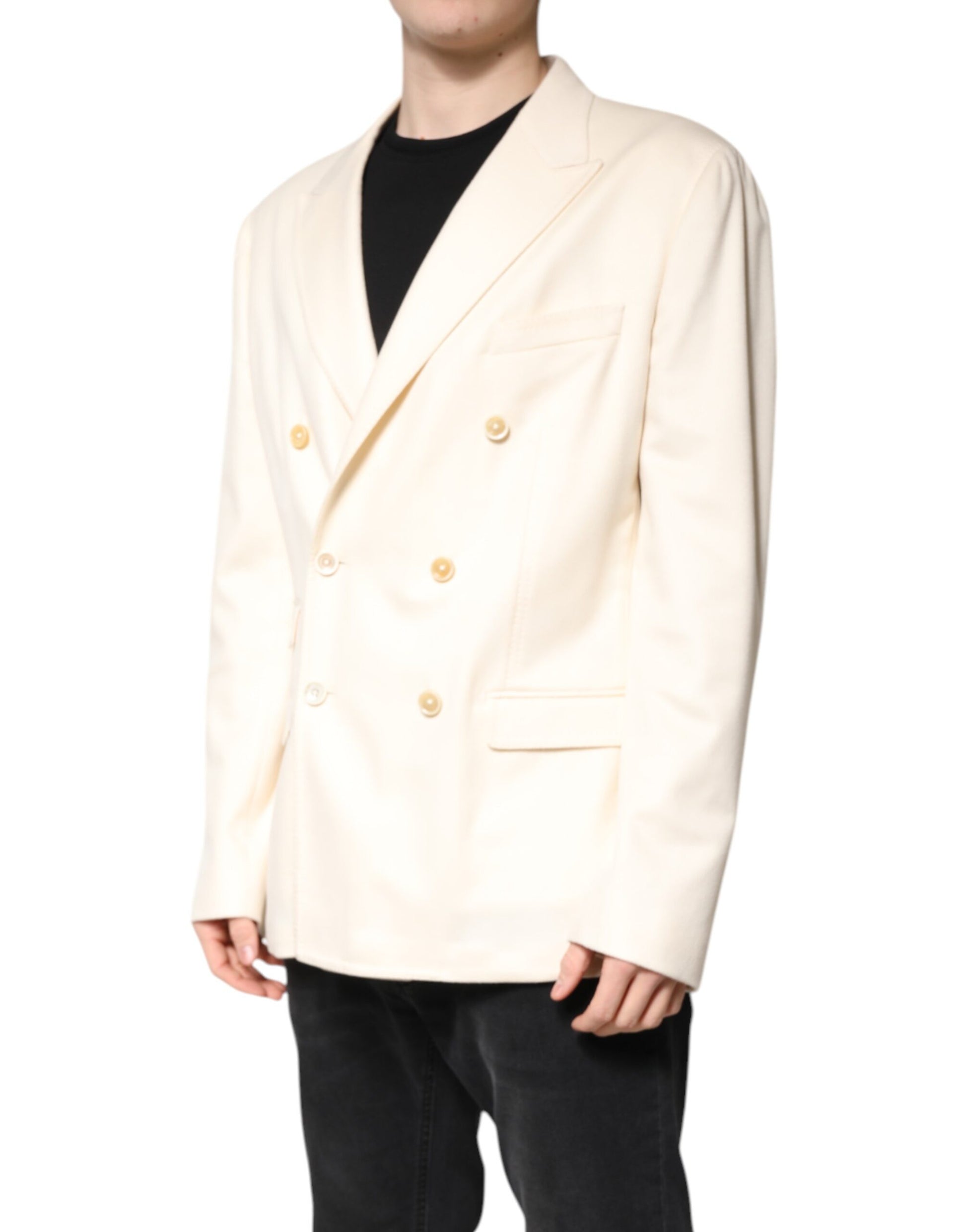 Beiger zweireihiger Blazer aus Kaschmir