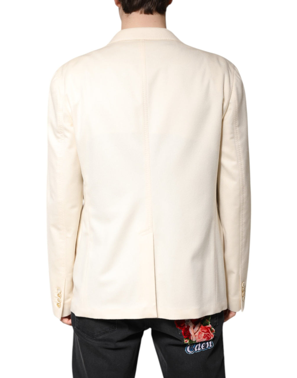 Beiger zweireihiger Blazer aus Kaschmir