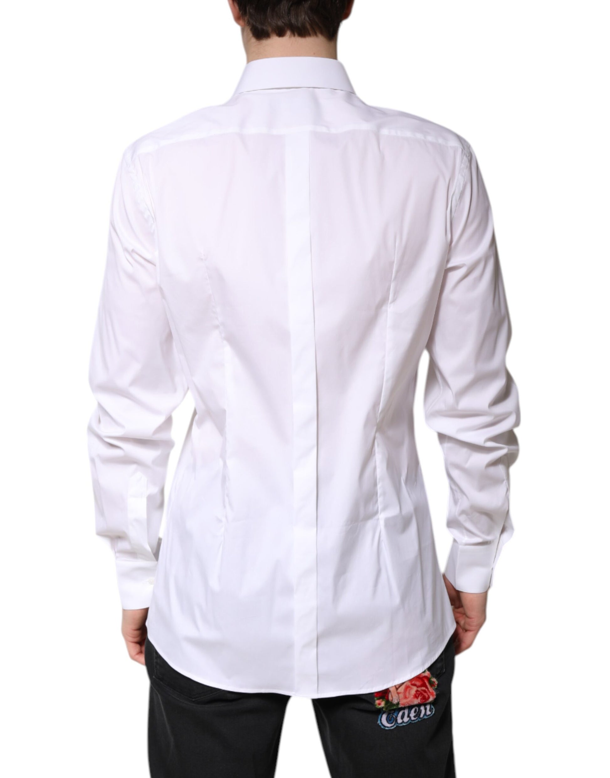 Dolce & Gabbana White Cotton GOLD Men Dress Formal Shirt