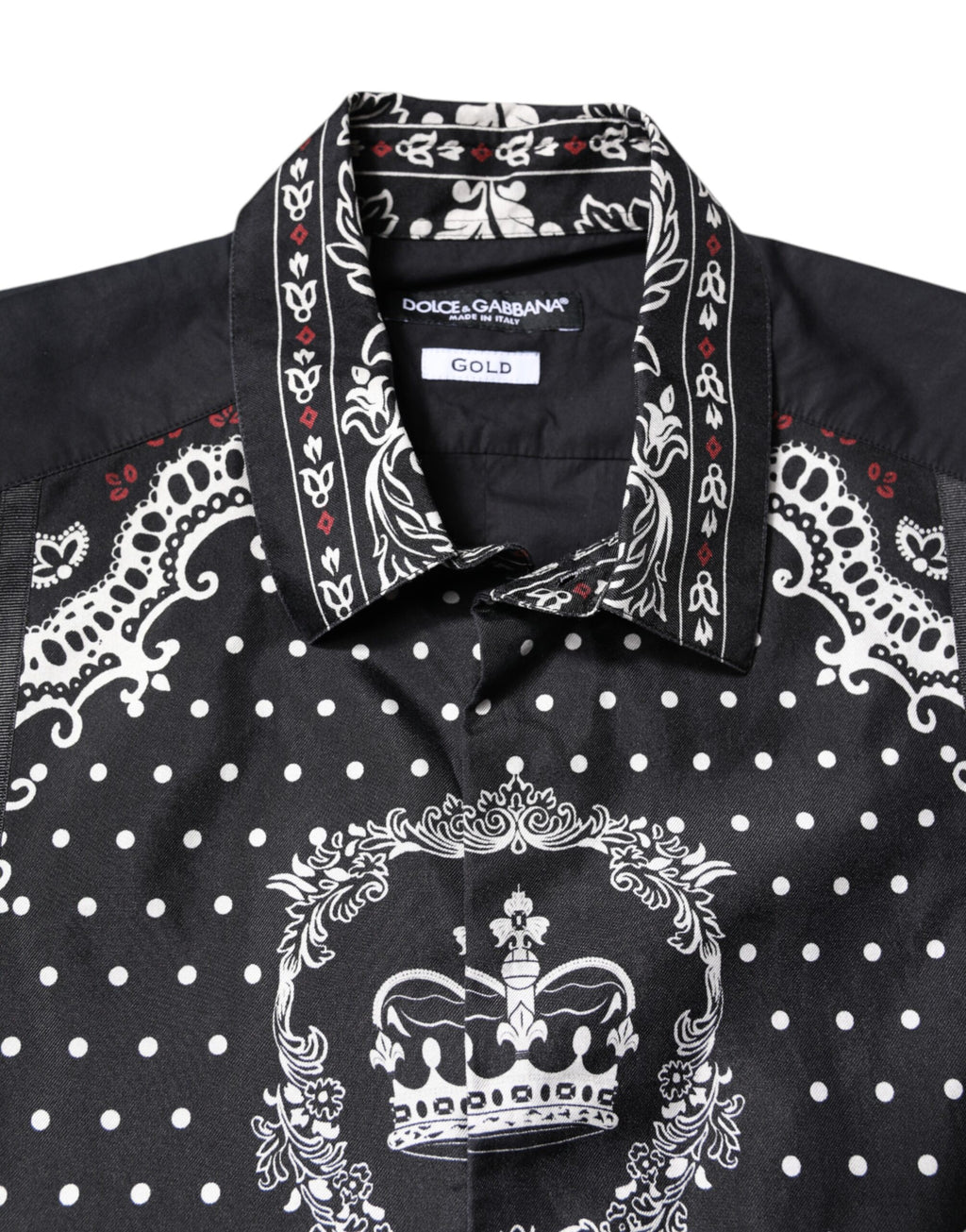 Schwarz-weißes Bandana-Hemd mit GOLD-Print