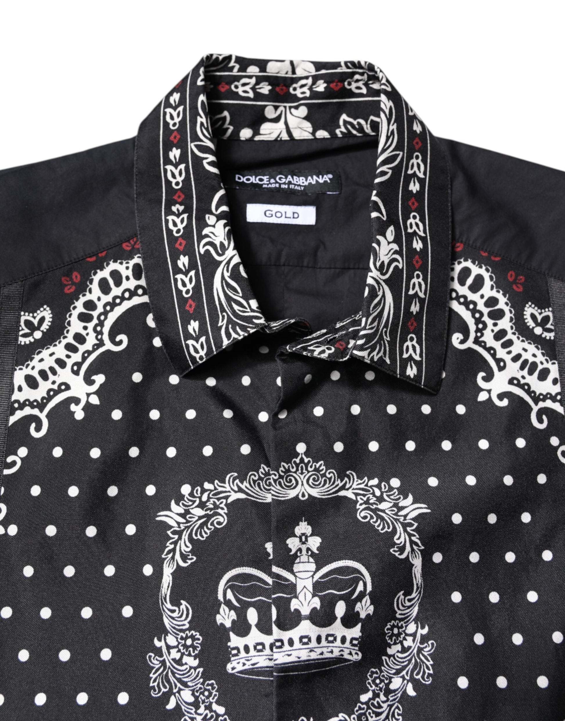 Schwarz-weißes Bandana-Hemd mit GOLD-Print